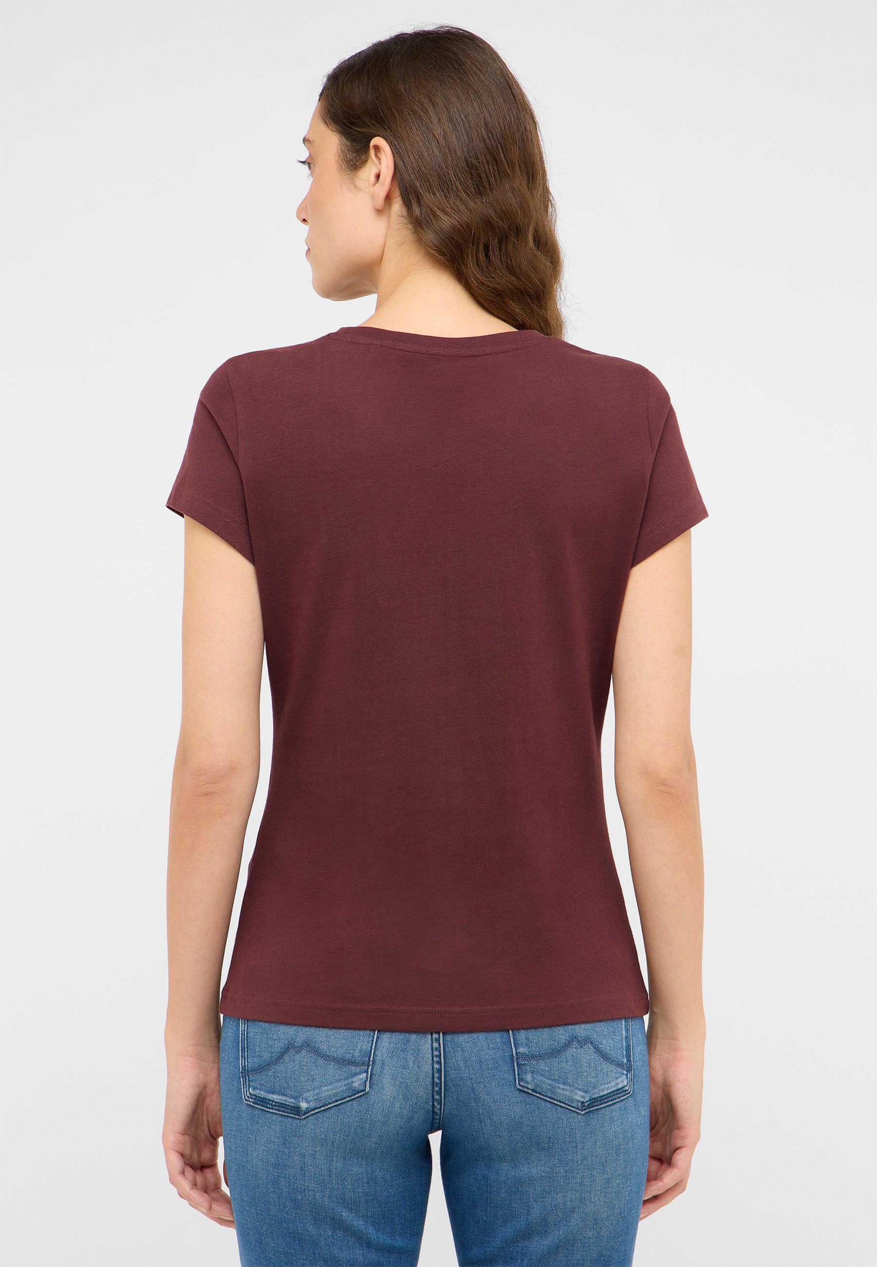 T-Shirt, Kurzarm, Rundhals, Burgundy, Baumwolle