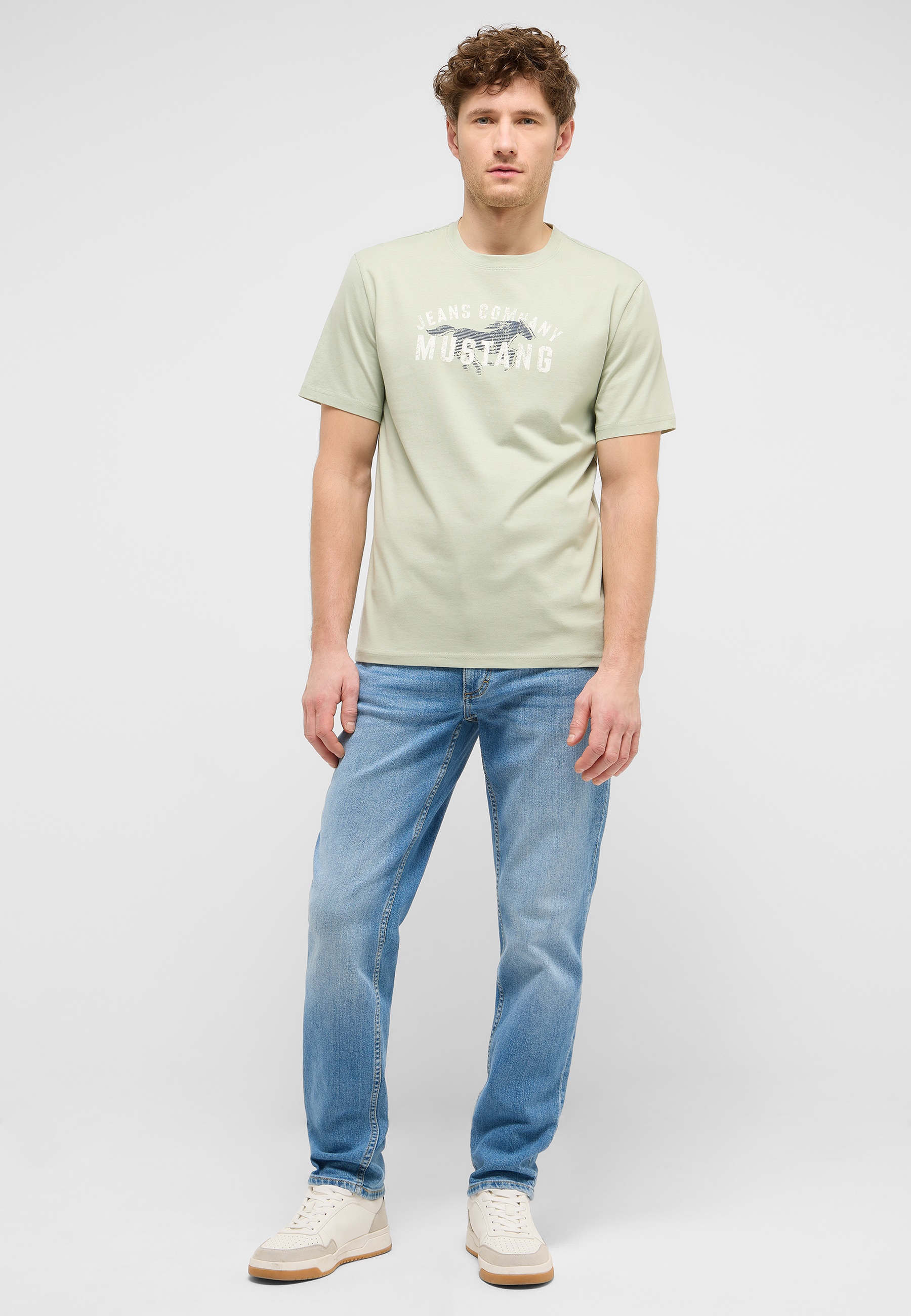 T-Shirt, Rundhals, Grafik, Beige, Kurzarm