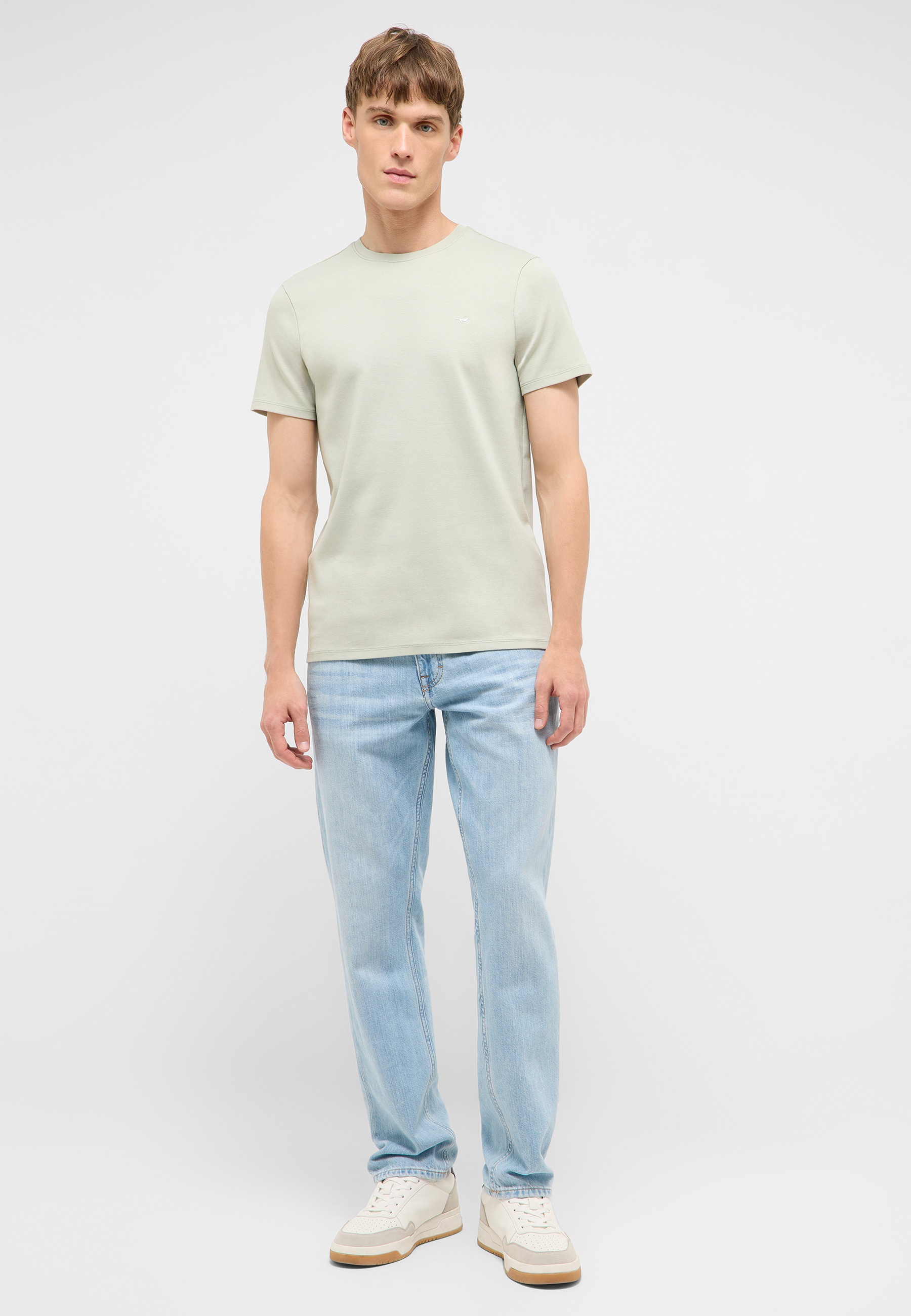 T-Shirt, Rundhals, Kurzarm, hellgrün, Baumwolle