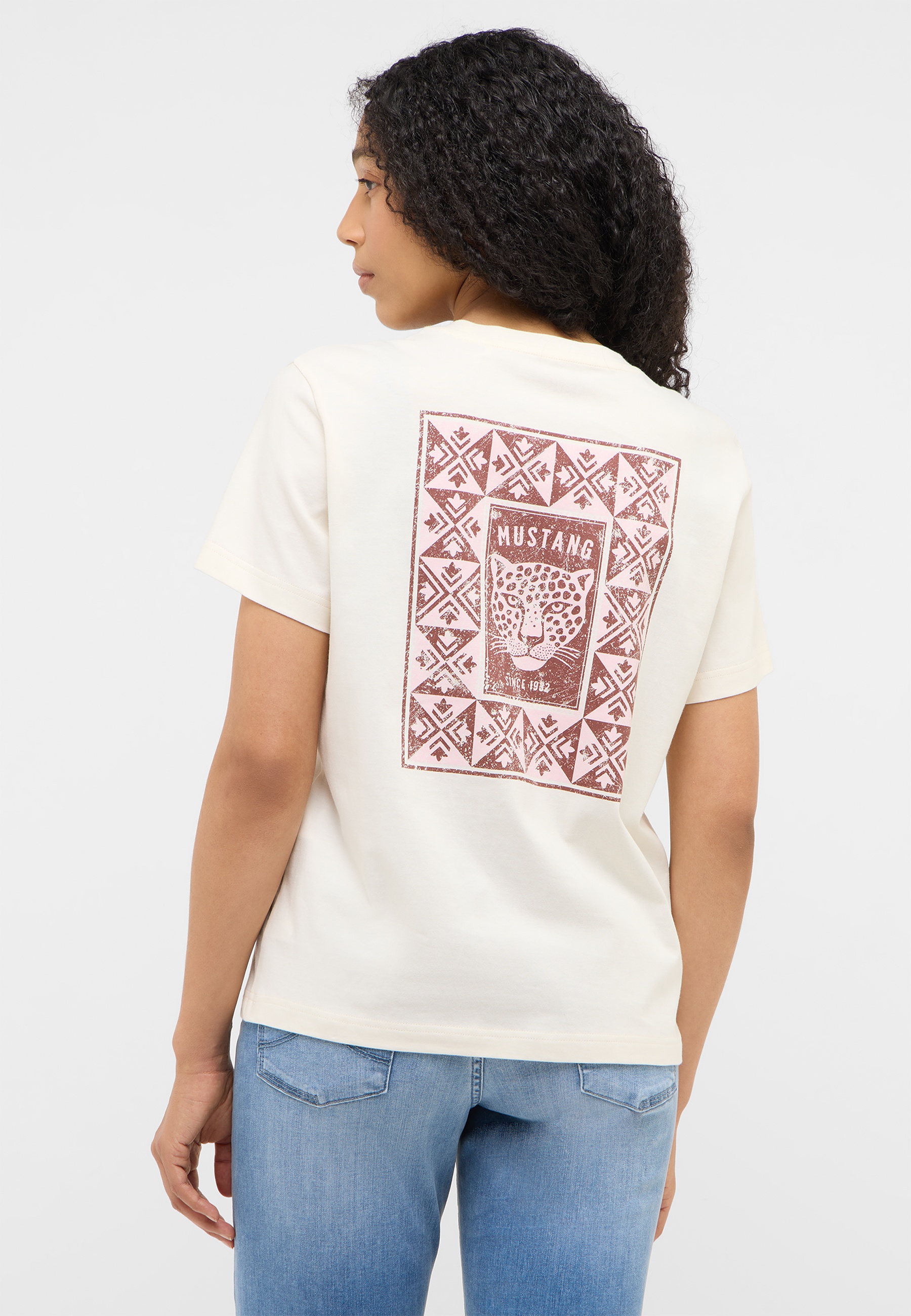 T-Shirt, Kurzarm, Rae Muster, Leopard-Print, Backprint