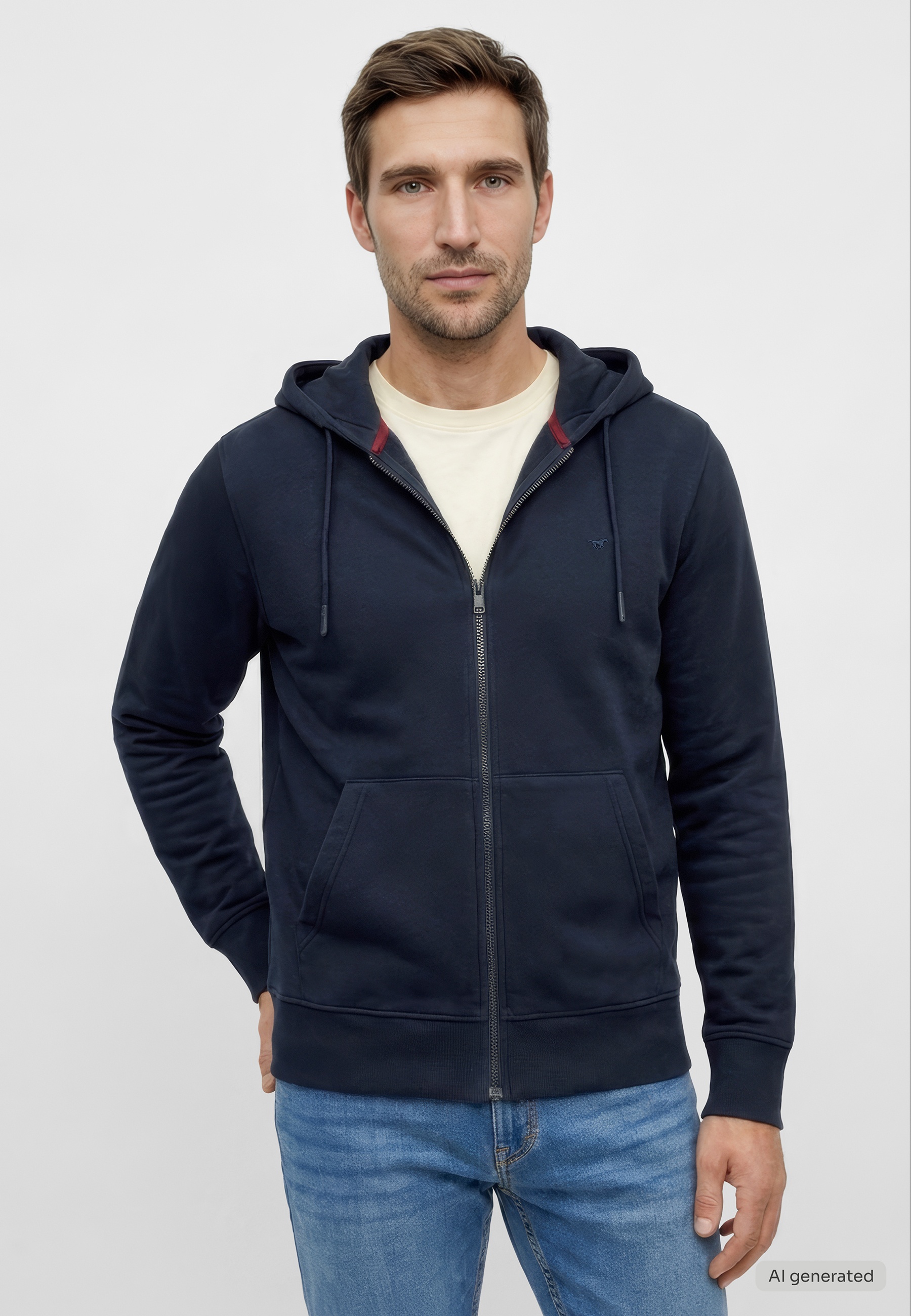 Hoodie, Reißverschluss, Kapuzenjacke, Navy, Taschen