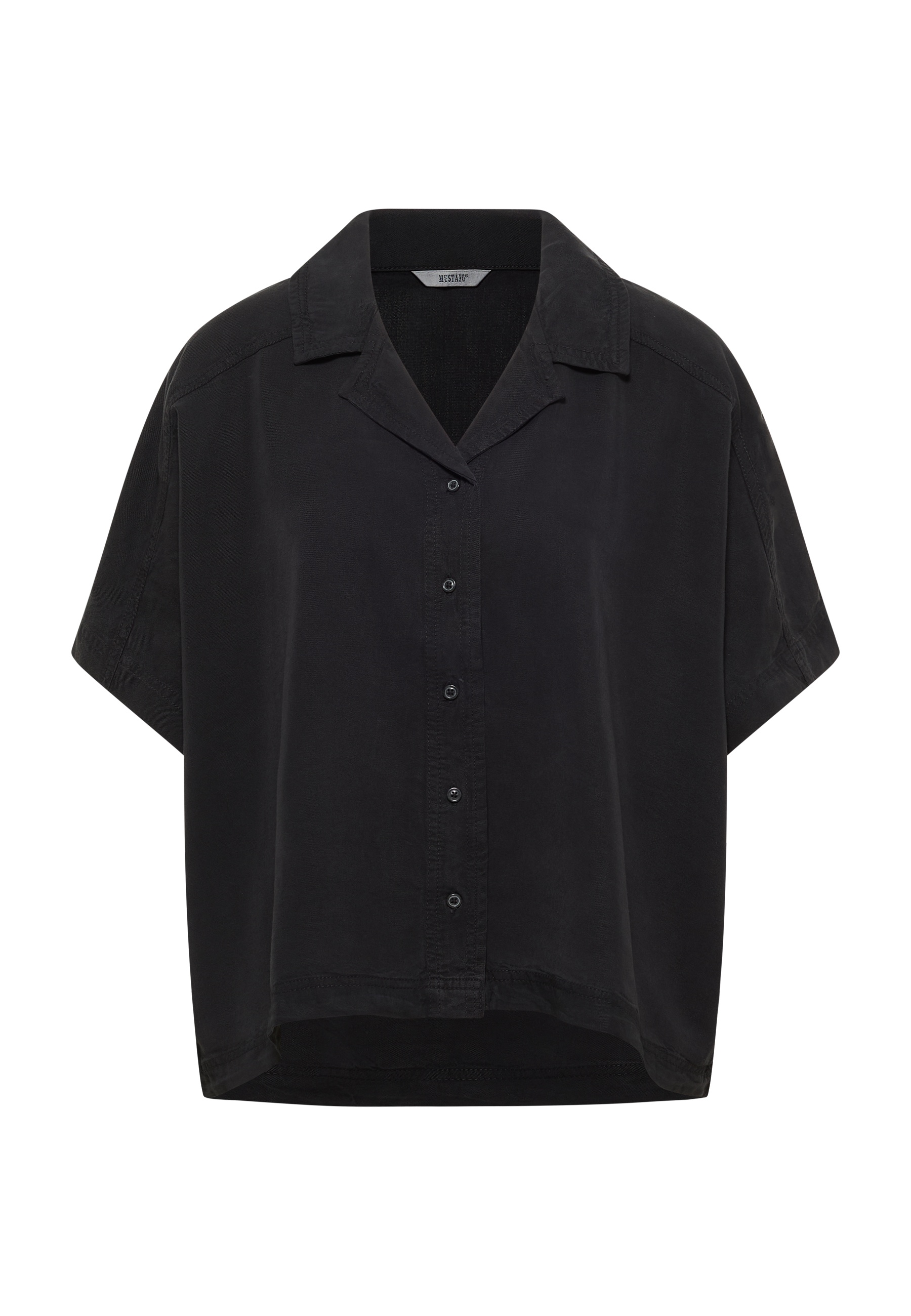 Hemd, Kurzarm, Schwarz, Knöpfe, Kragen