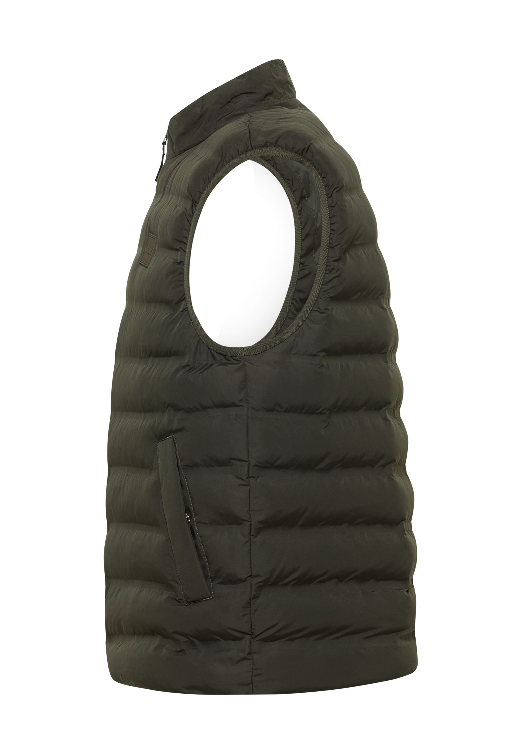Weste, Daunenweste, ohne Ärmel, olivgrün, Reißverschluss Tasche