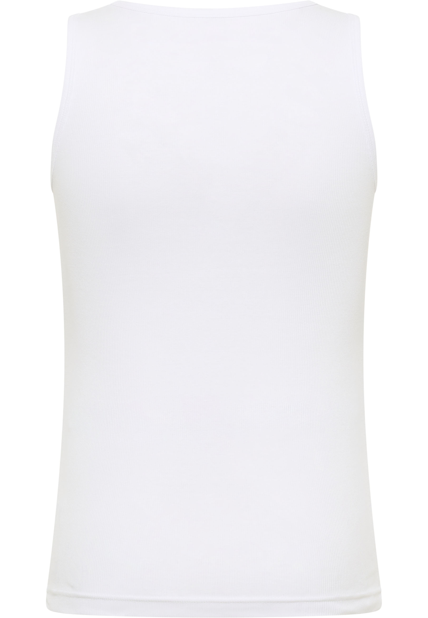 Tanktop, Weiß, Rippstruktur, Ärmellos, Einfache