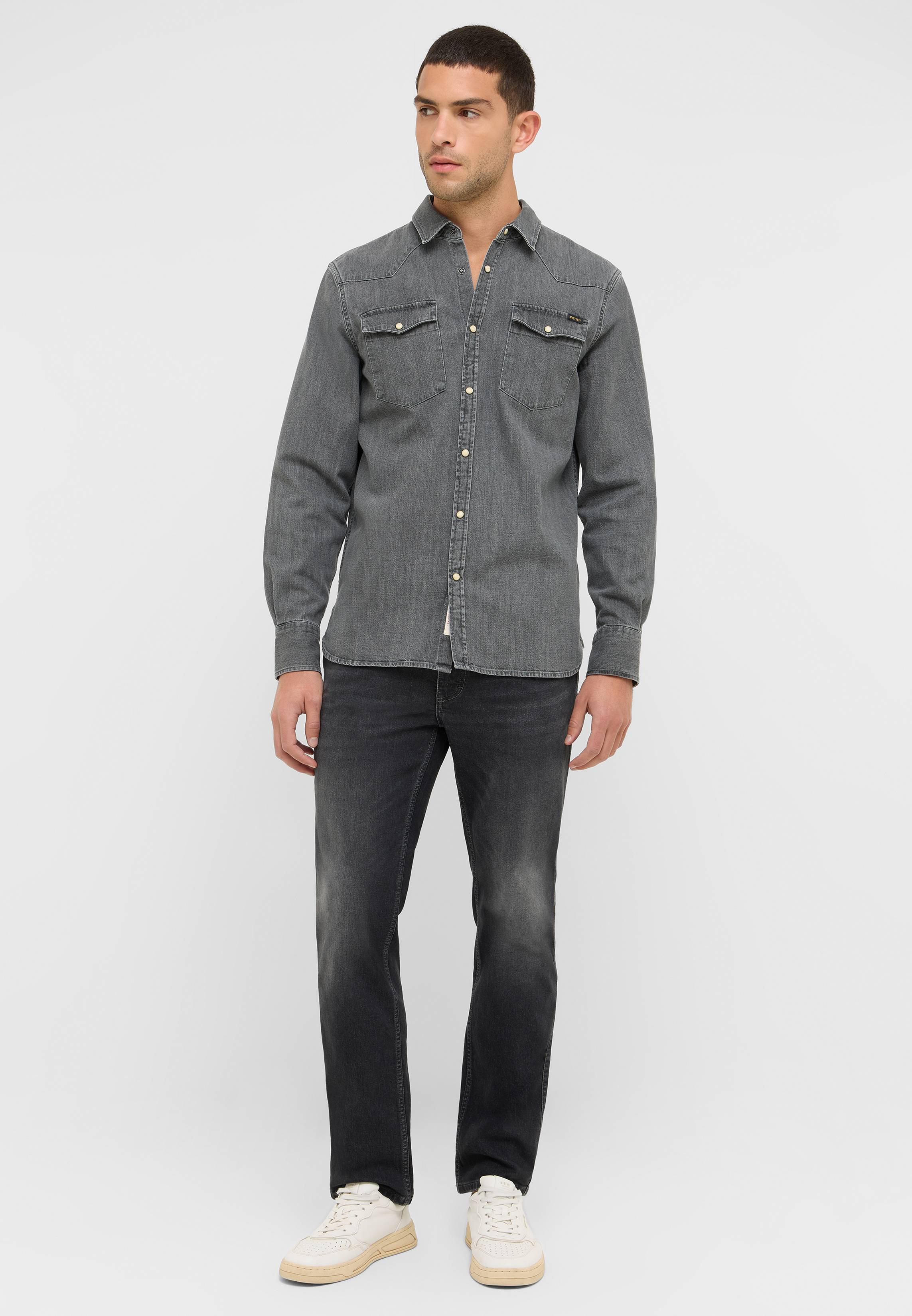 Hosen, Hemd, Langarm, Jeans, Person