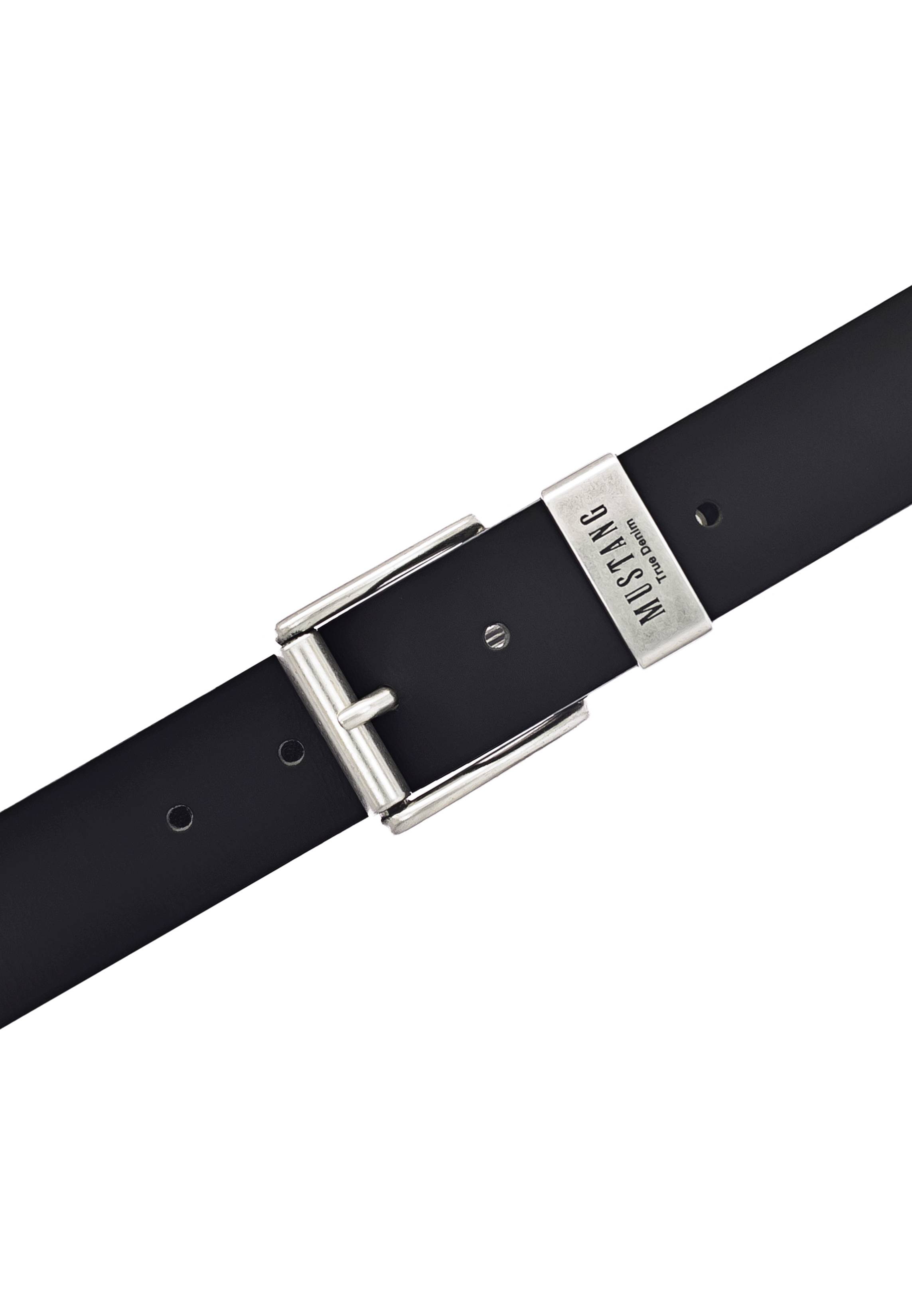 Gürtel, Leder, Schwarz, Metall-Schnalle, Unisex