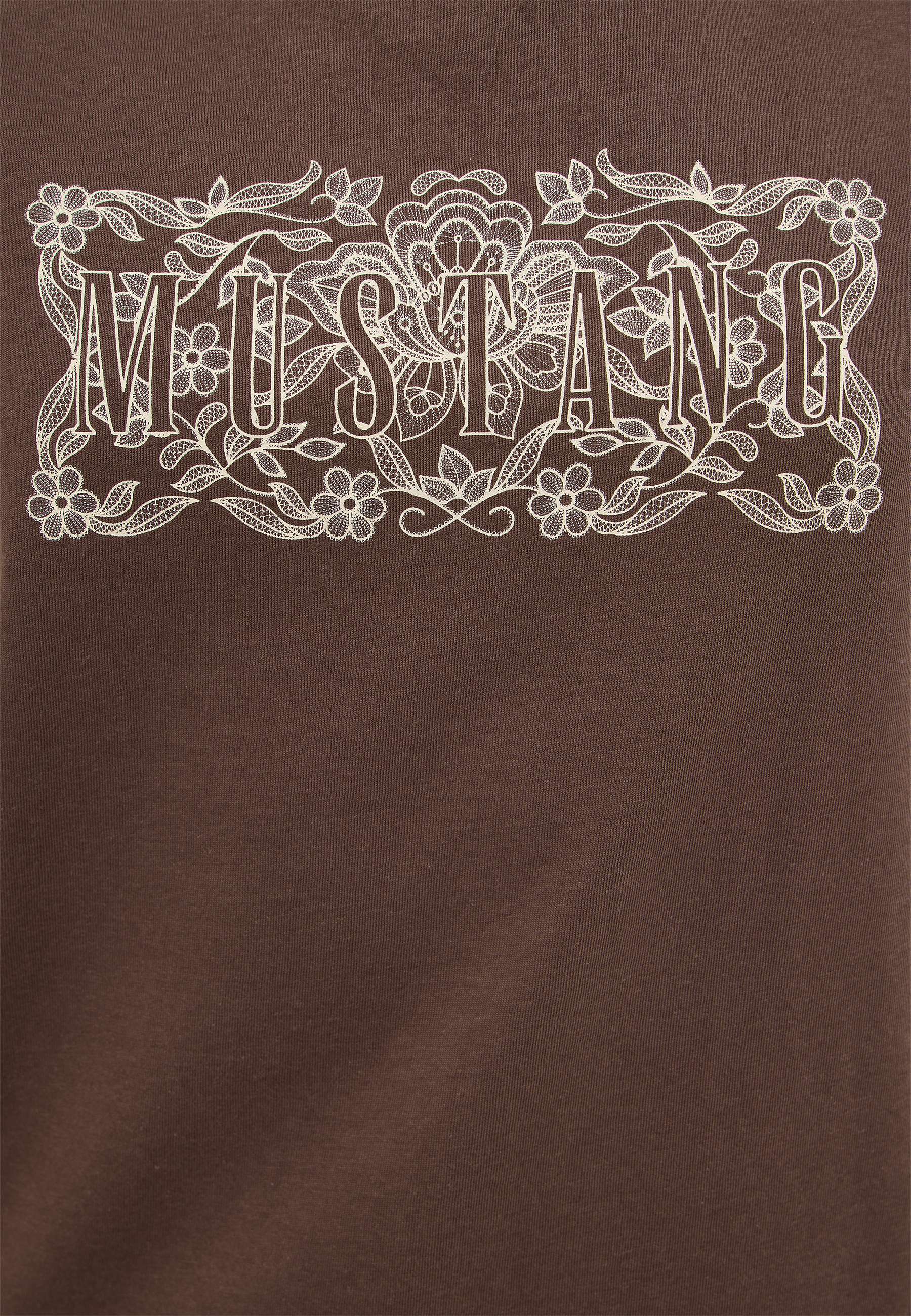 T-Shirt, Braun, Muster, Blumenlogo, MUSKAN?