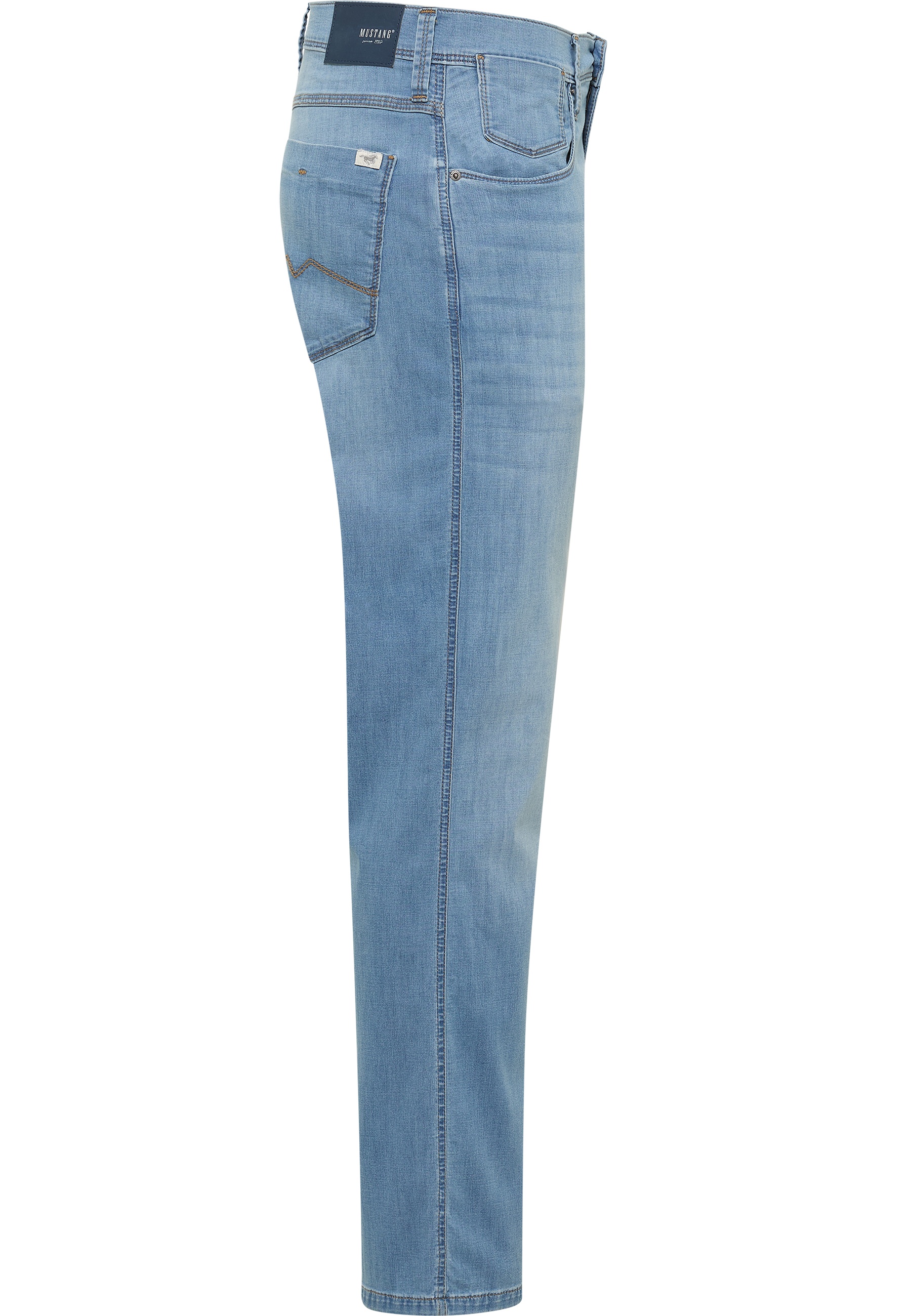 Jeans, Light wash, Straight leg, Back pocket, Denim