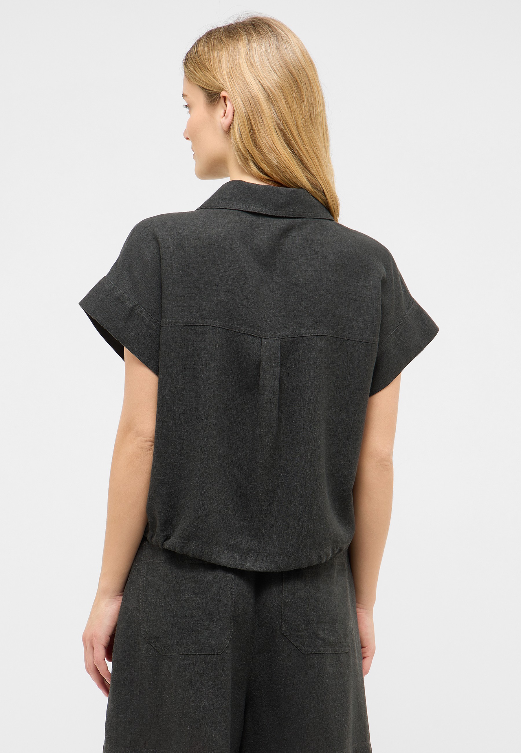 kurzarmshirt, hemd, dunkelgrau, bauschul, loose-fit