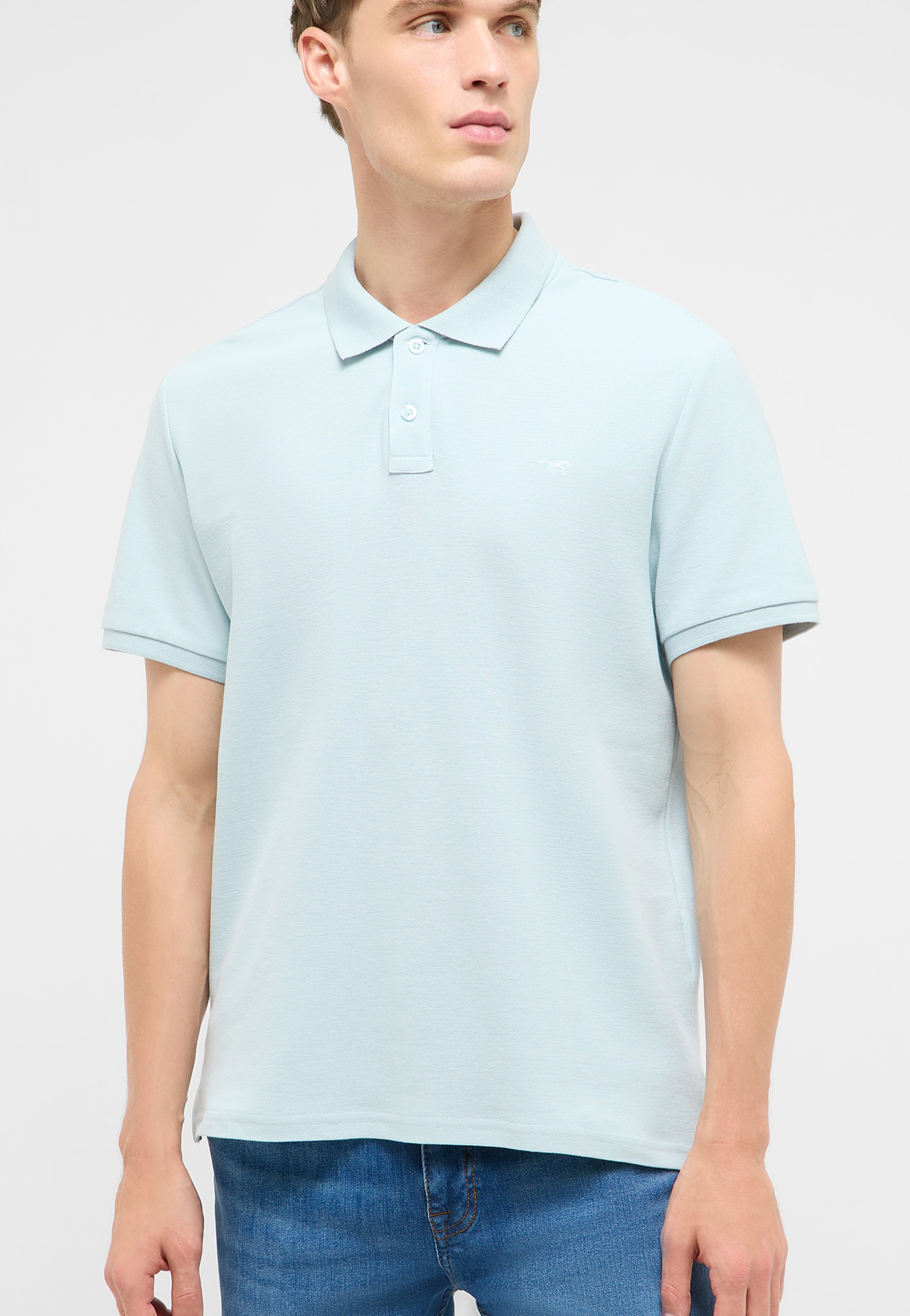 Polohemd, hellblau, kurzarm, Kragen, Herren