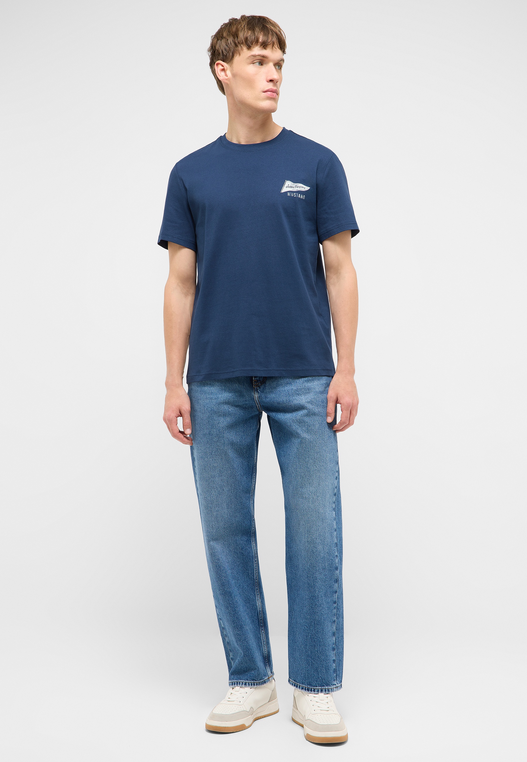 t‑shirt, kurzarm, blau, Rundhals, Logo-Tasche