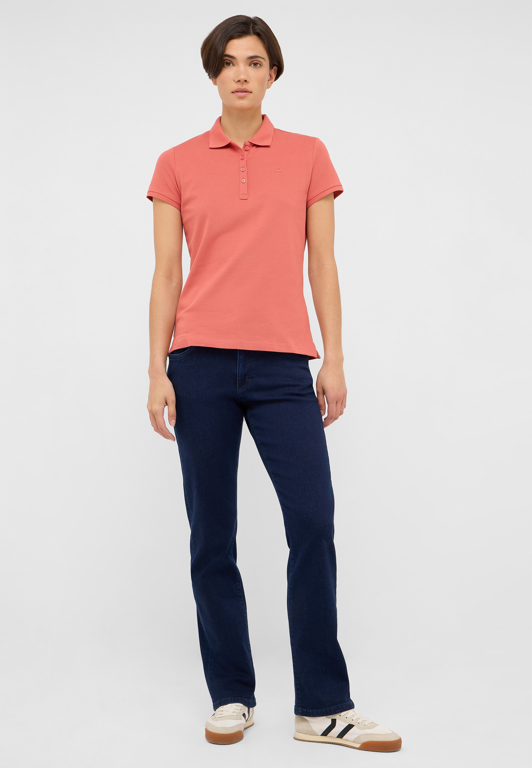 Polohemd, kurzarm, rosa, Kragen, T-Shirt-Stil