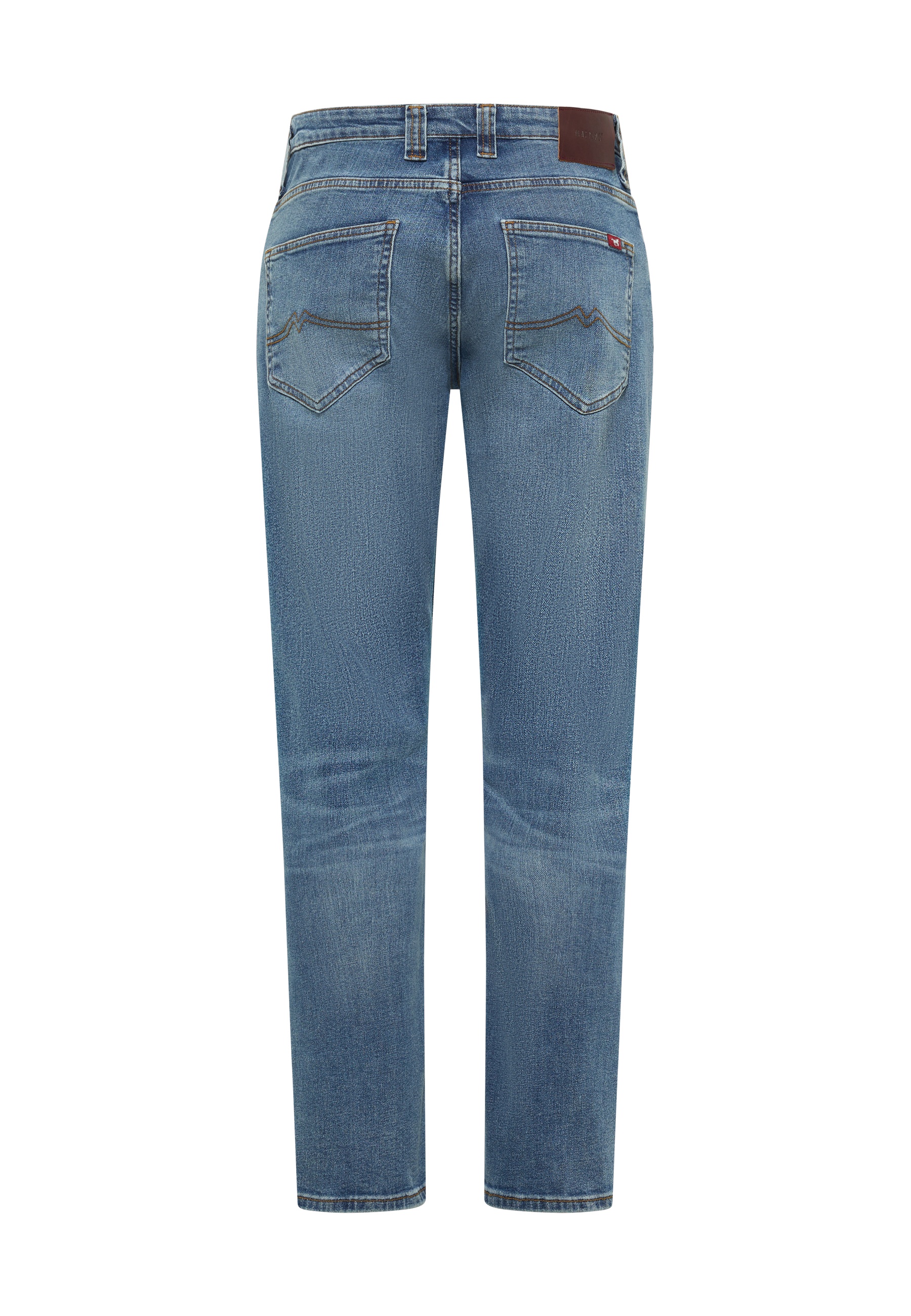 jeans, blauer Denim, Hintertaschen, Straight Leg, Gürtel Schlaufen