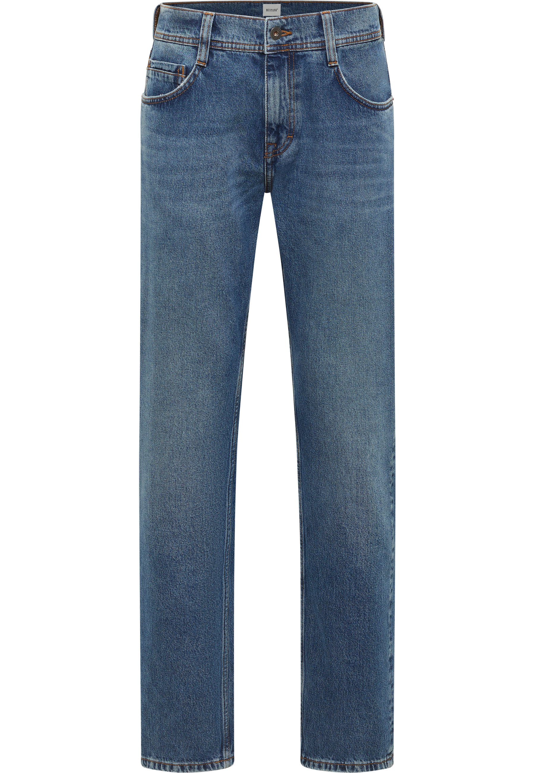 Jeans, Denim, Blau, Straight Leg, Fünf-Taschen