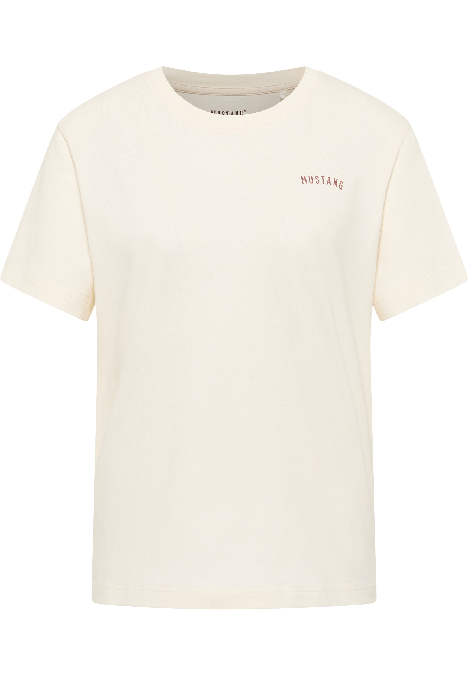 T-Shirt, Rundhals, Kurzarm, Beige, Mustang-Logo