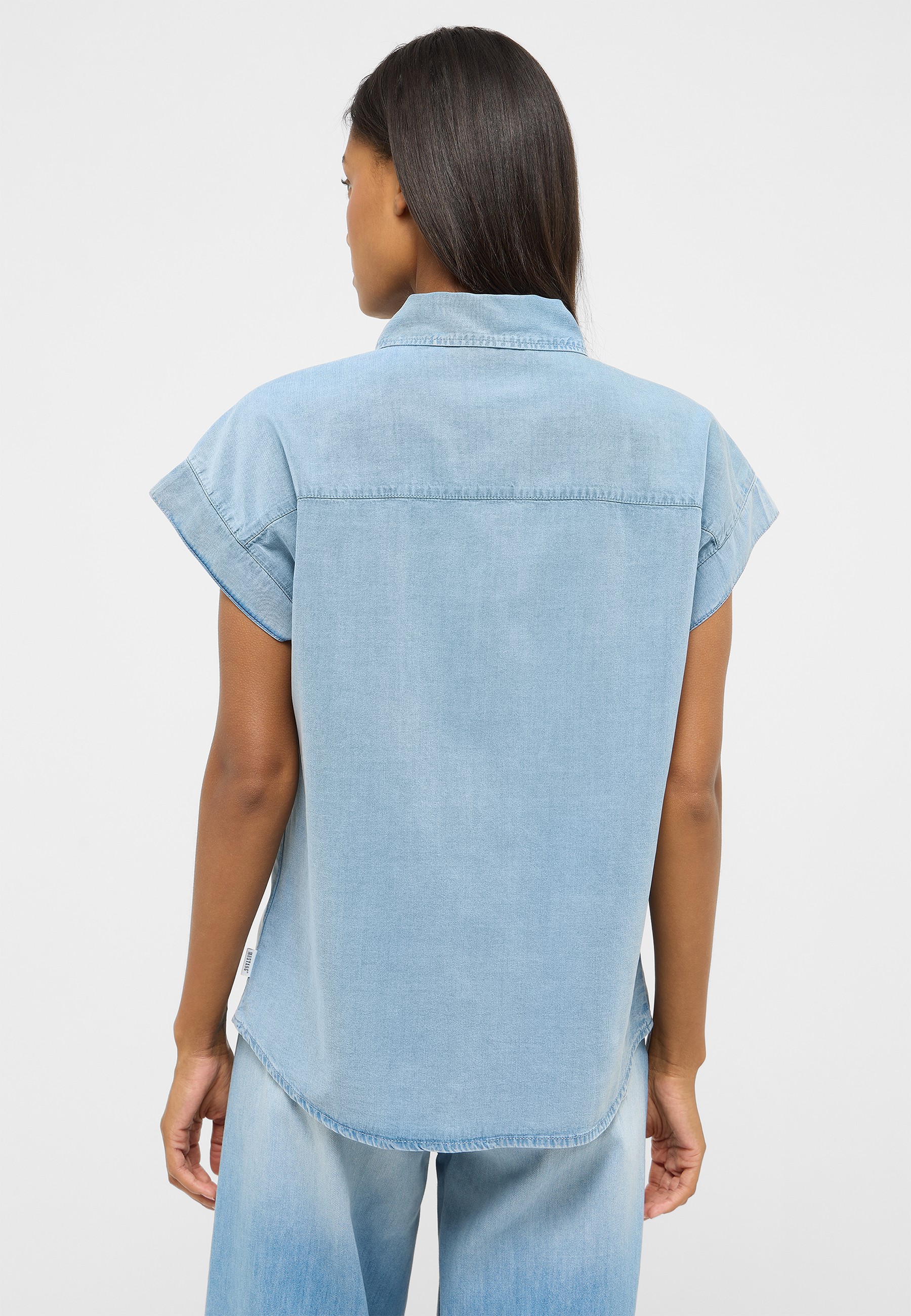 denim, Hemd, kurzarm, hellblau, casual