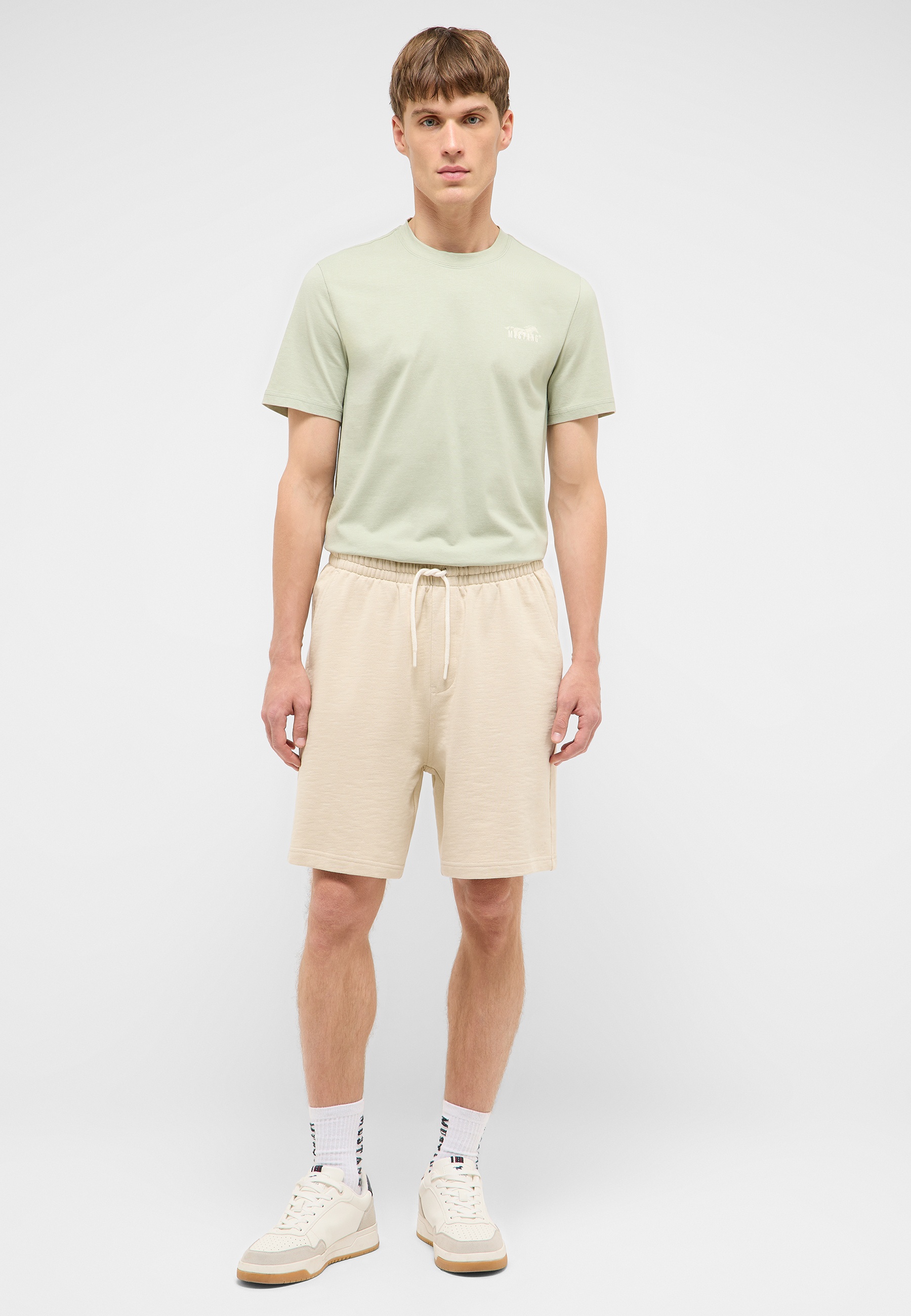 Tee, Shorts, Beige, Pastellgrün, Casual