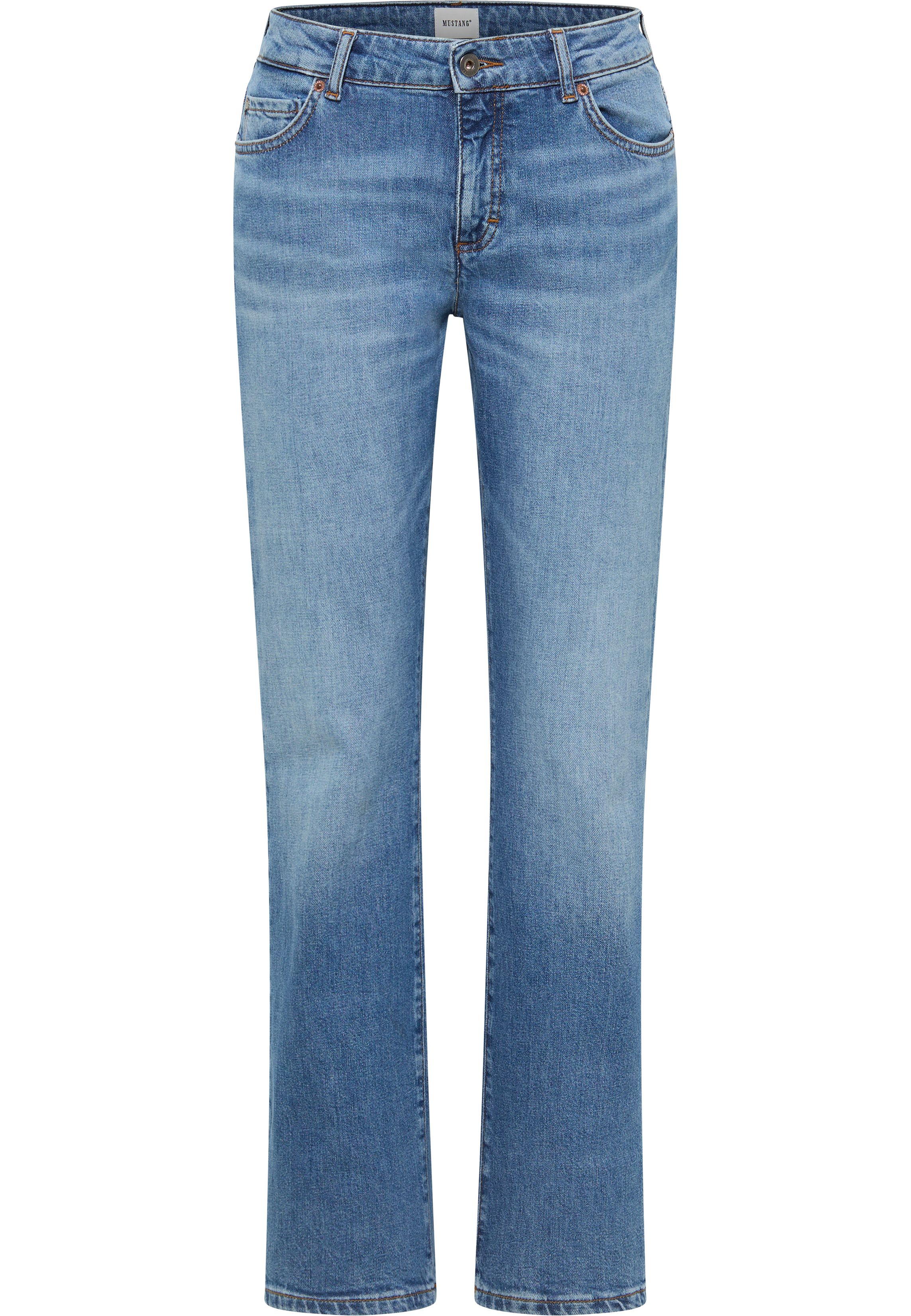 jeans, blauer Denim, Straight, Fünf-Taschen, Mittelhoch