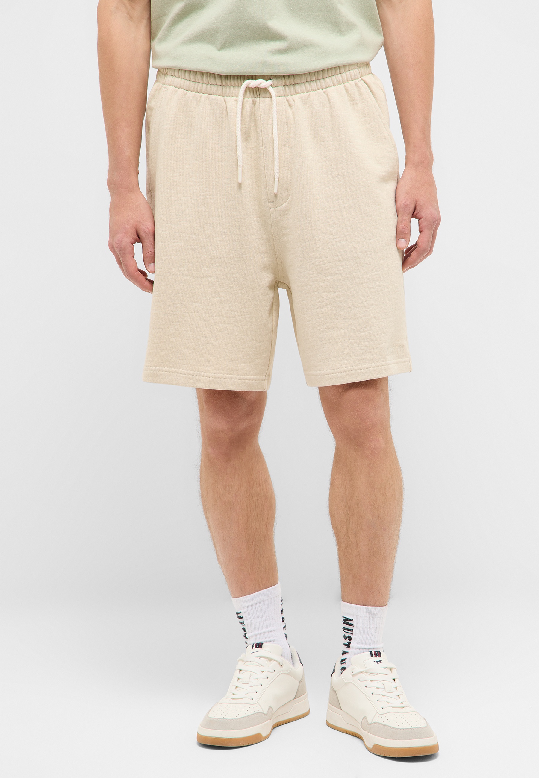 Beige Shorts, Drawstring, Knee-length, Kordelzug, Casual Shorts