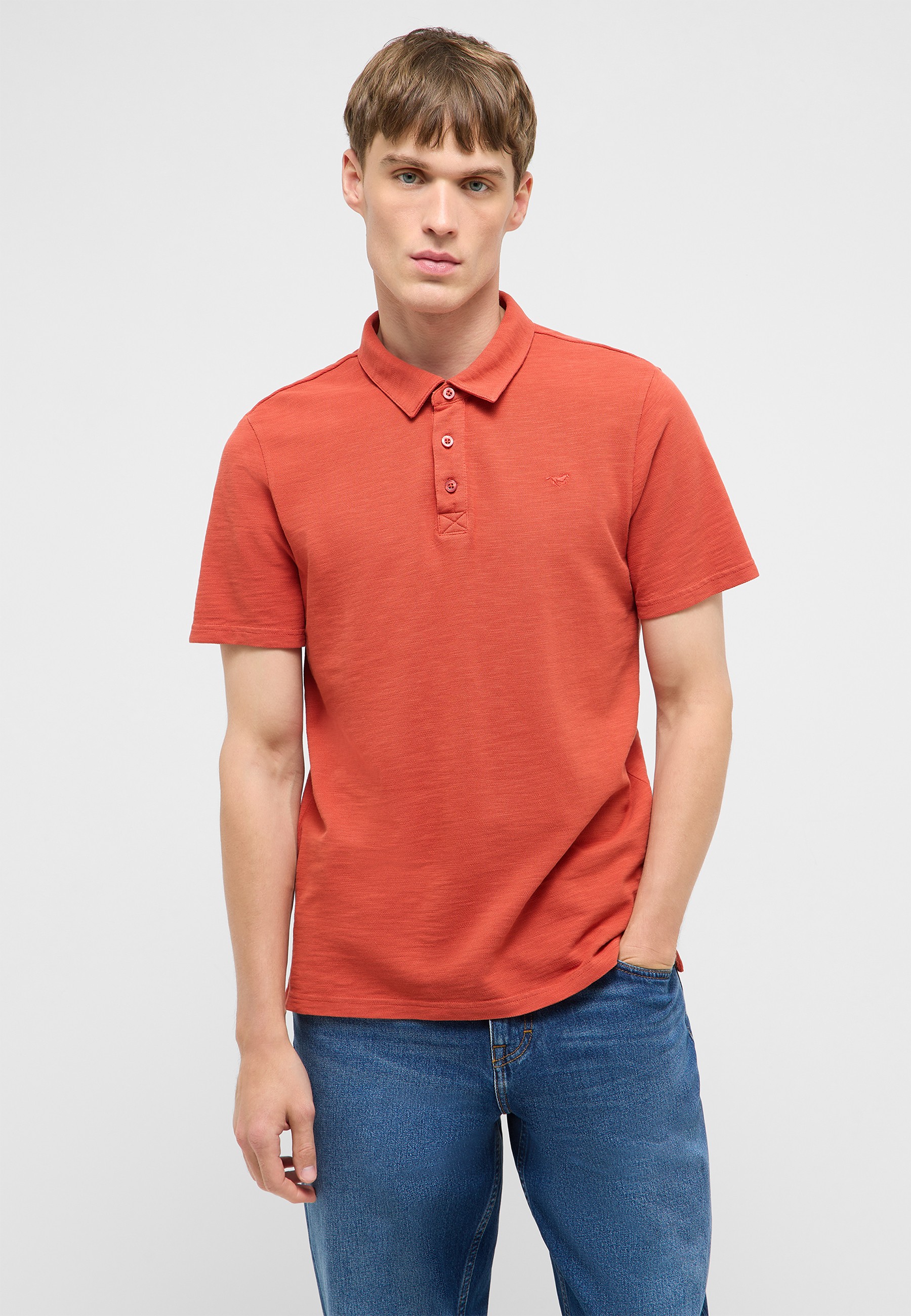 polohemd, kurzarm, Polo-Kragen, einfarbig, orange