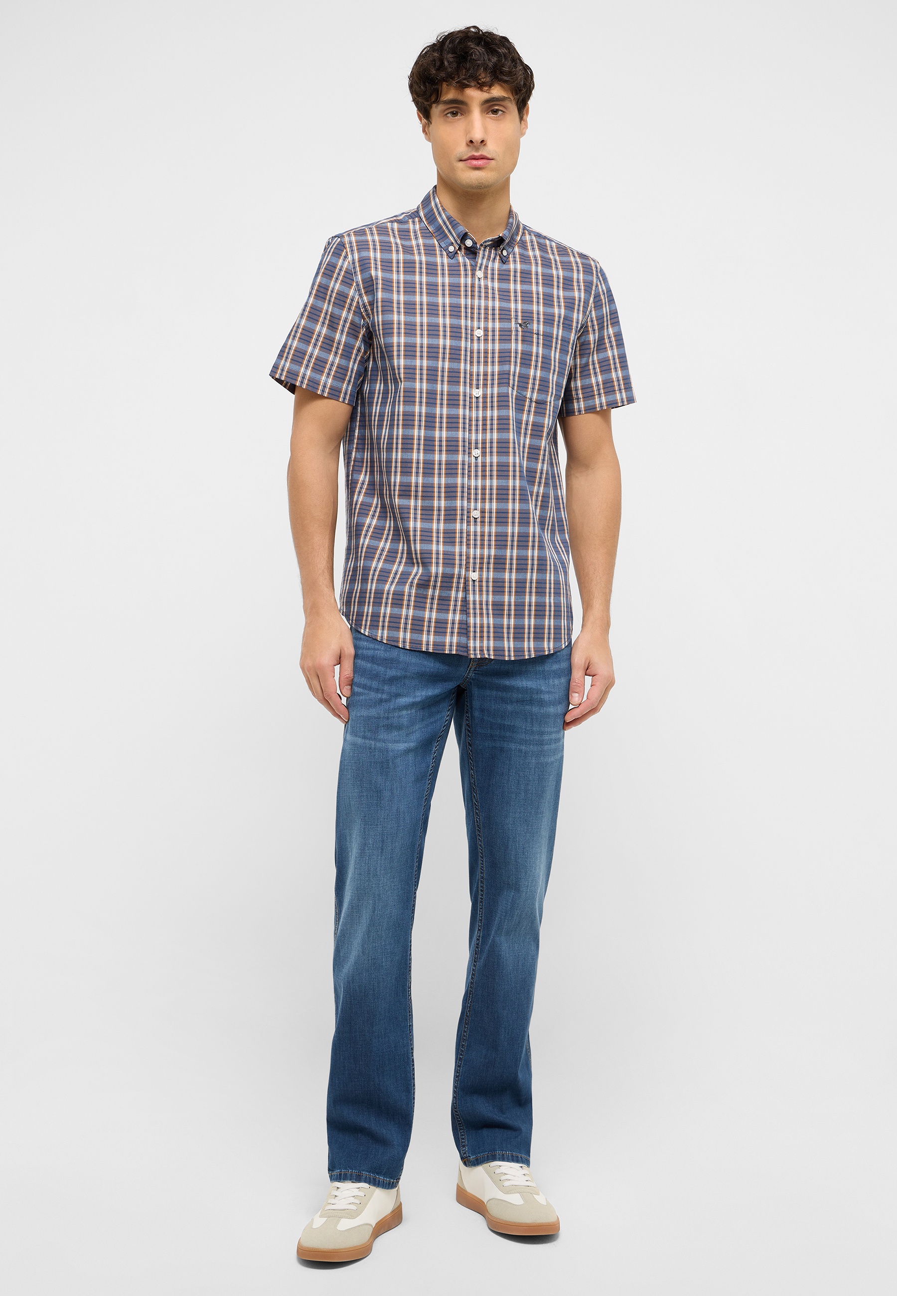 Hemd, Kurzarm, Karo, Jeans, Casual