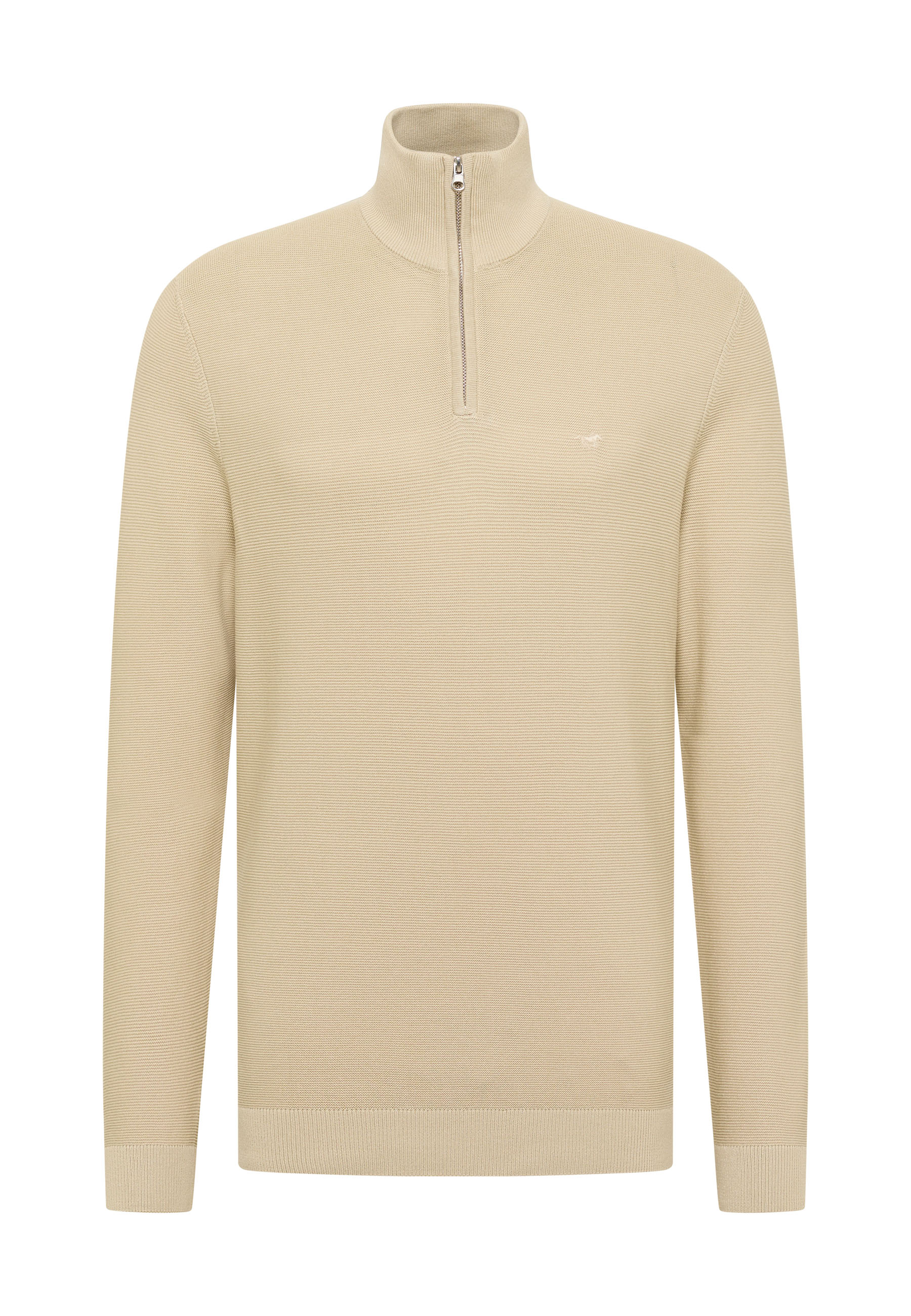 Pullover, Halbzipper, Kragenpulli, Beige, Strick