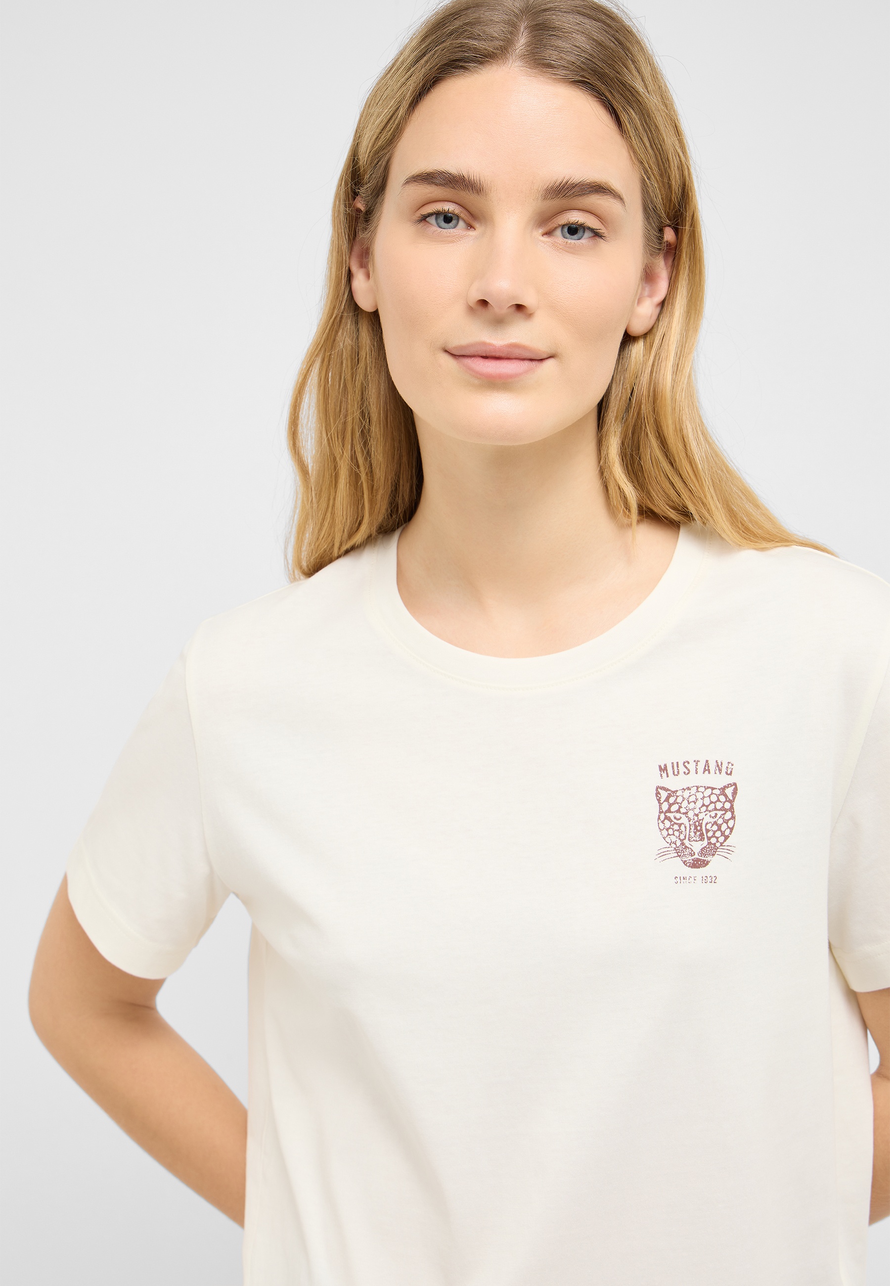 T-Shirt, Kurzarm, Weiß, Leopard-Print, Small Logo