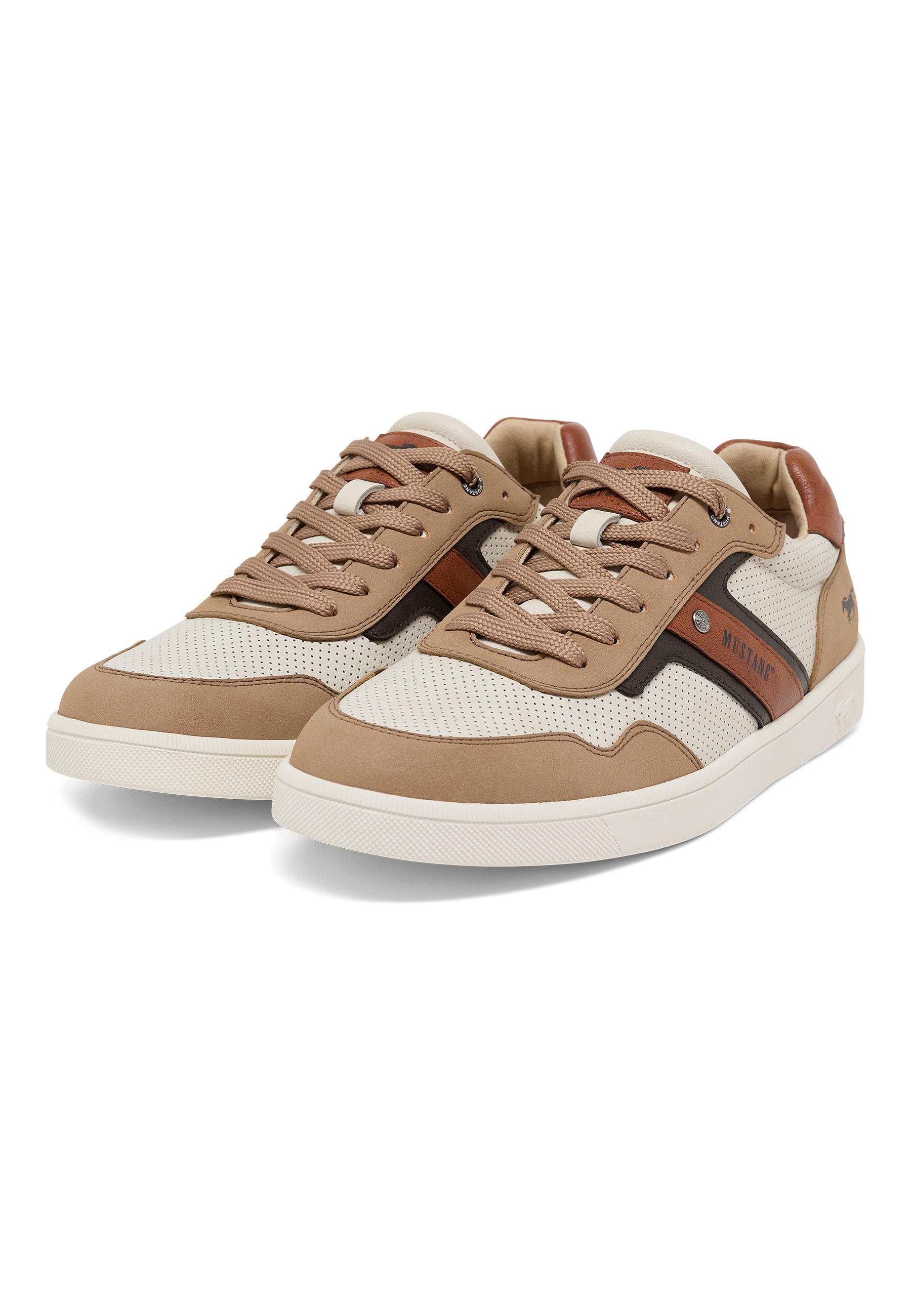 Sneaker, Beige, Mesh, Zweifarbig, Low-Top