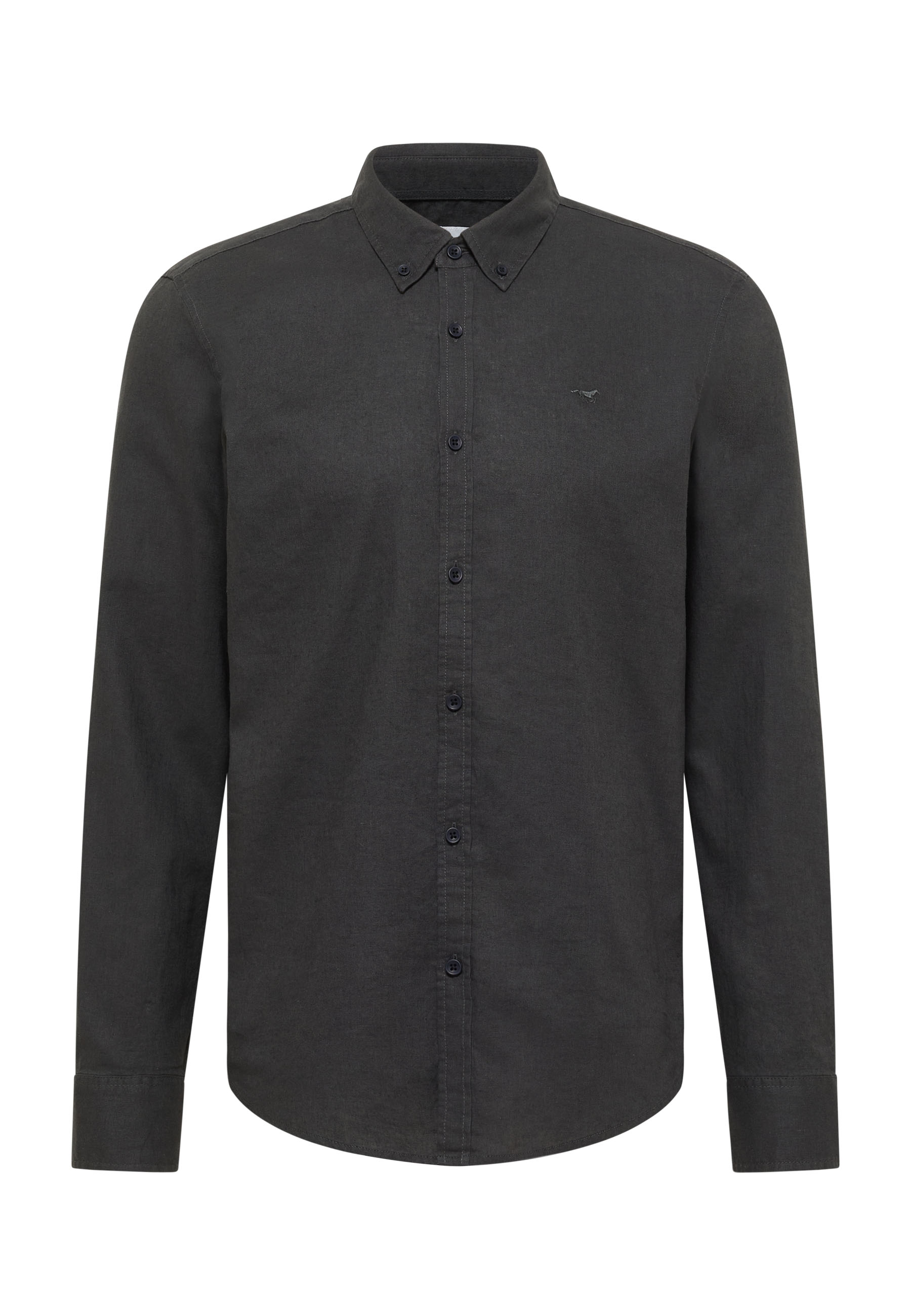 Hemd, Langarm, Kragenbutton-down, Baumwolle, Dunkelgrau