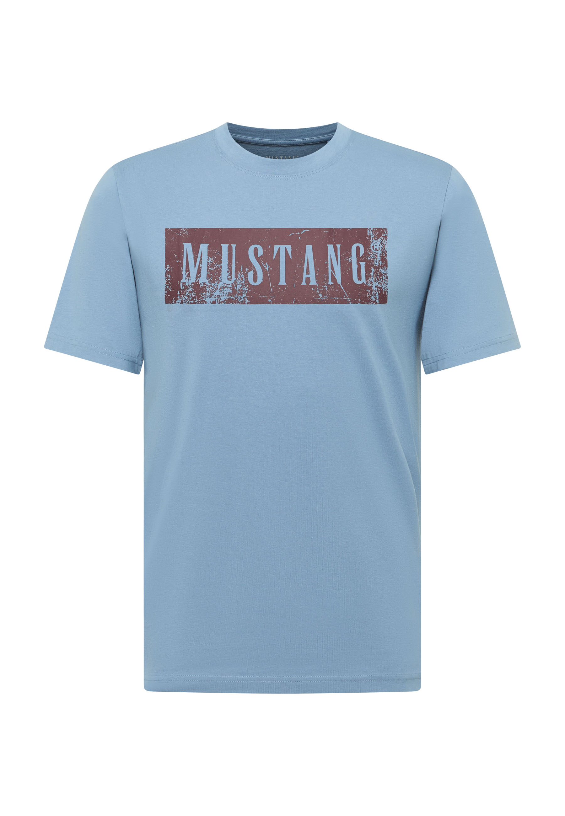 t-shirt, kurzarm, blau, logo, mustang