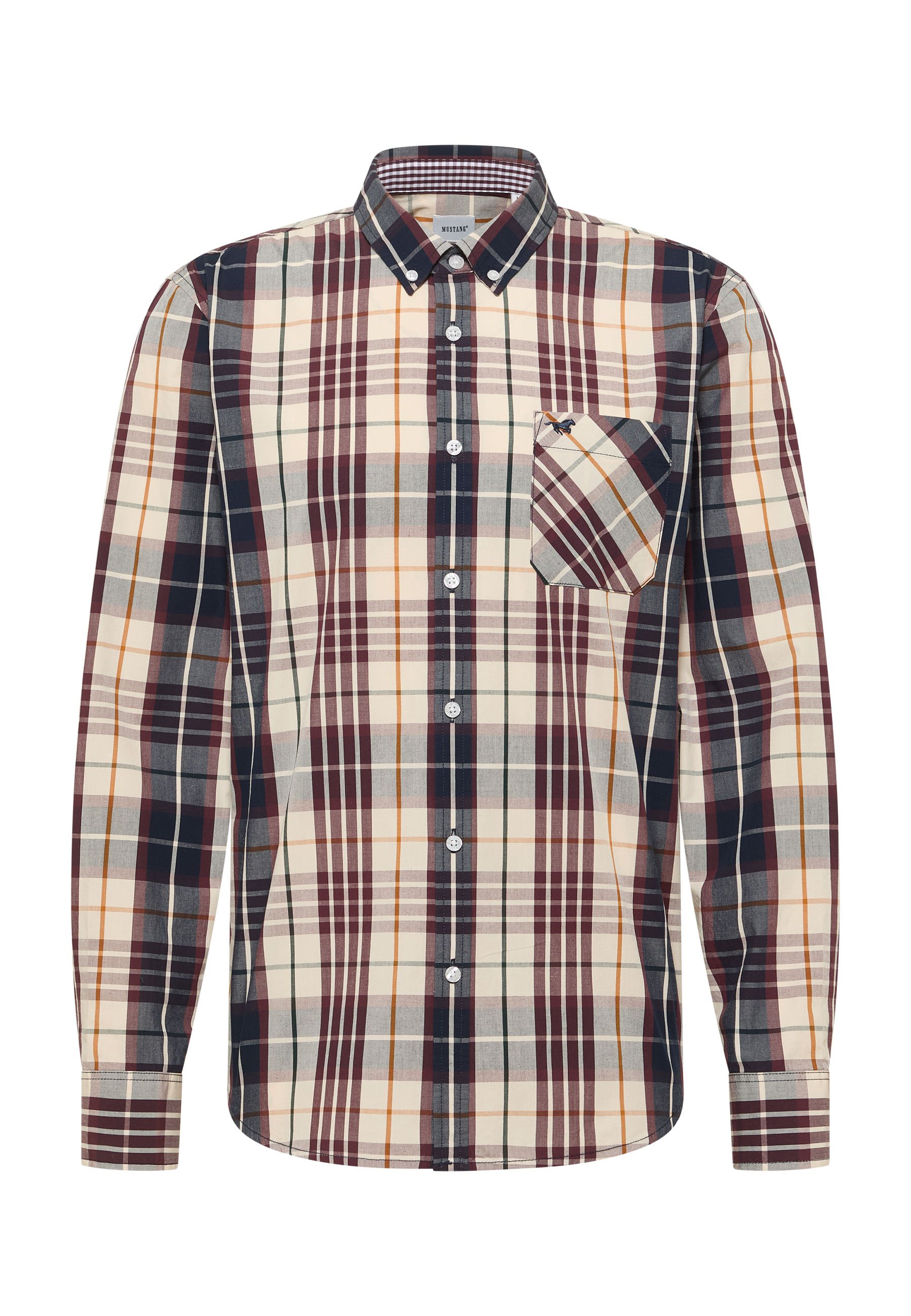 Hemd, Langarm, Plüntiertes Muster, Plaid, Brusttasche