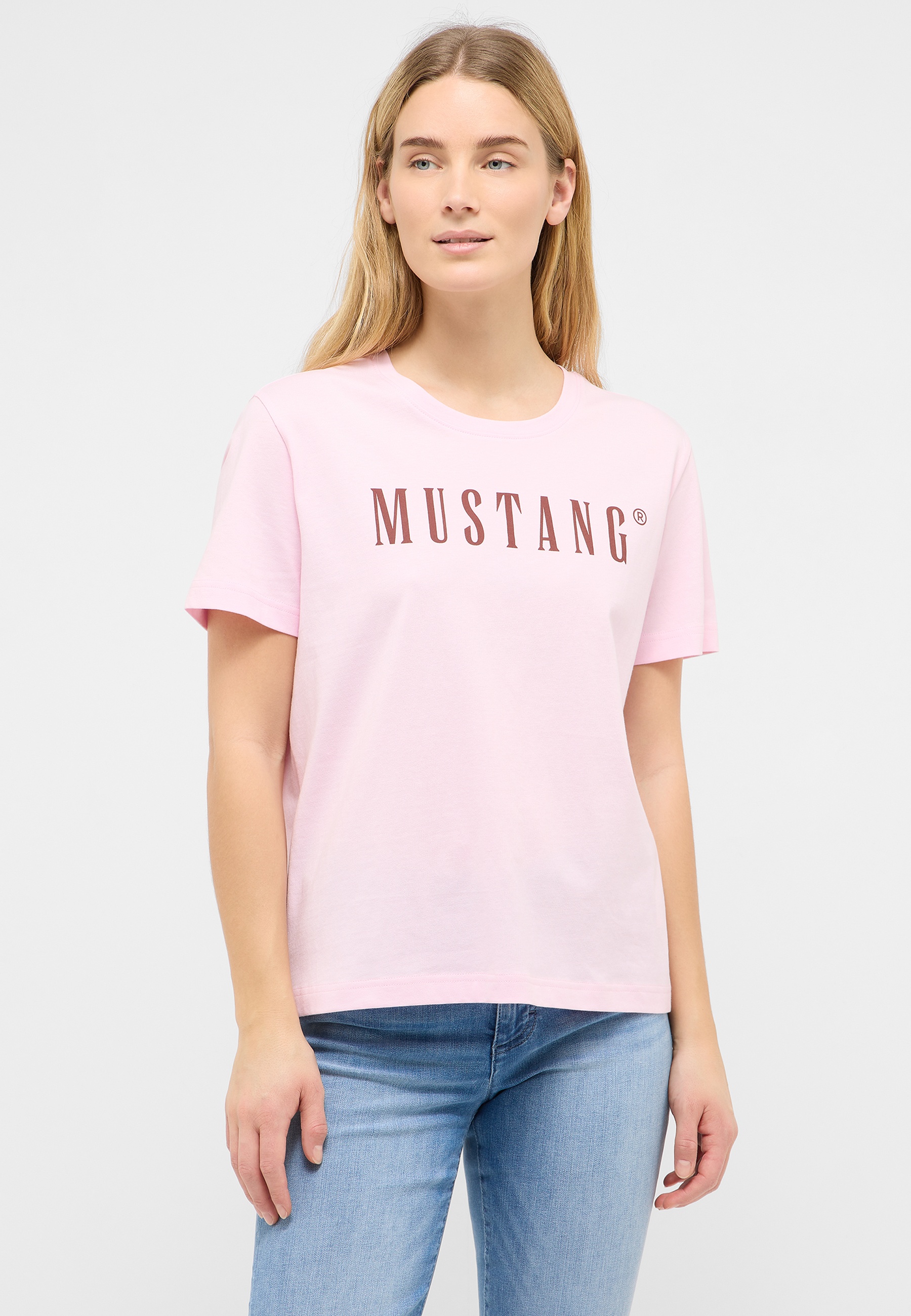 T-Shirt, Pink, Short sleeve, Mustang logo, Cotton