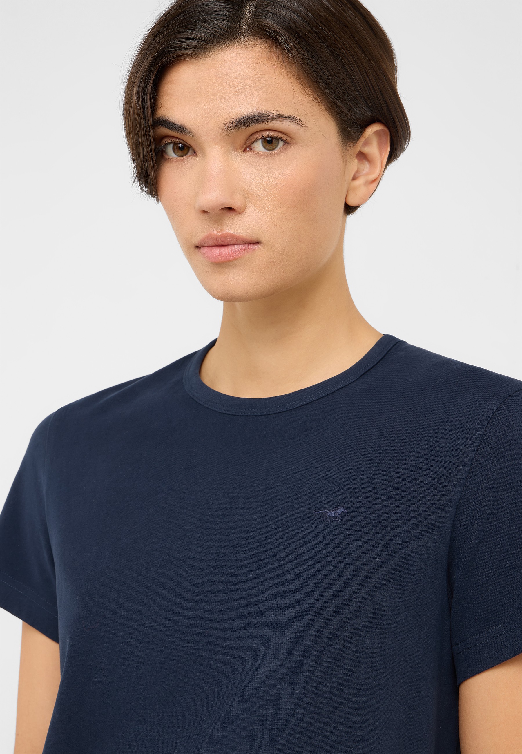 T-Shirt, Navy, Rundhals, Kurzarm, Unifarben