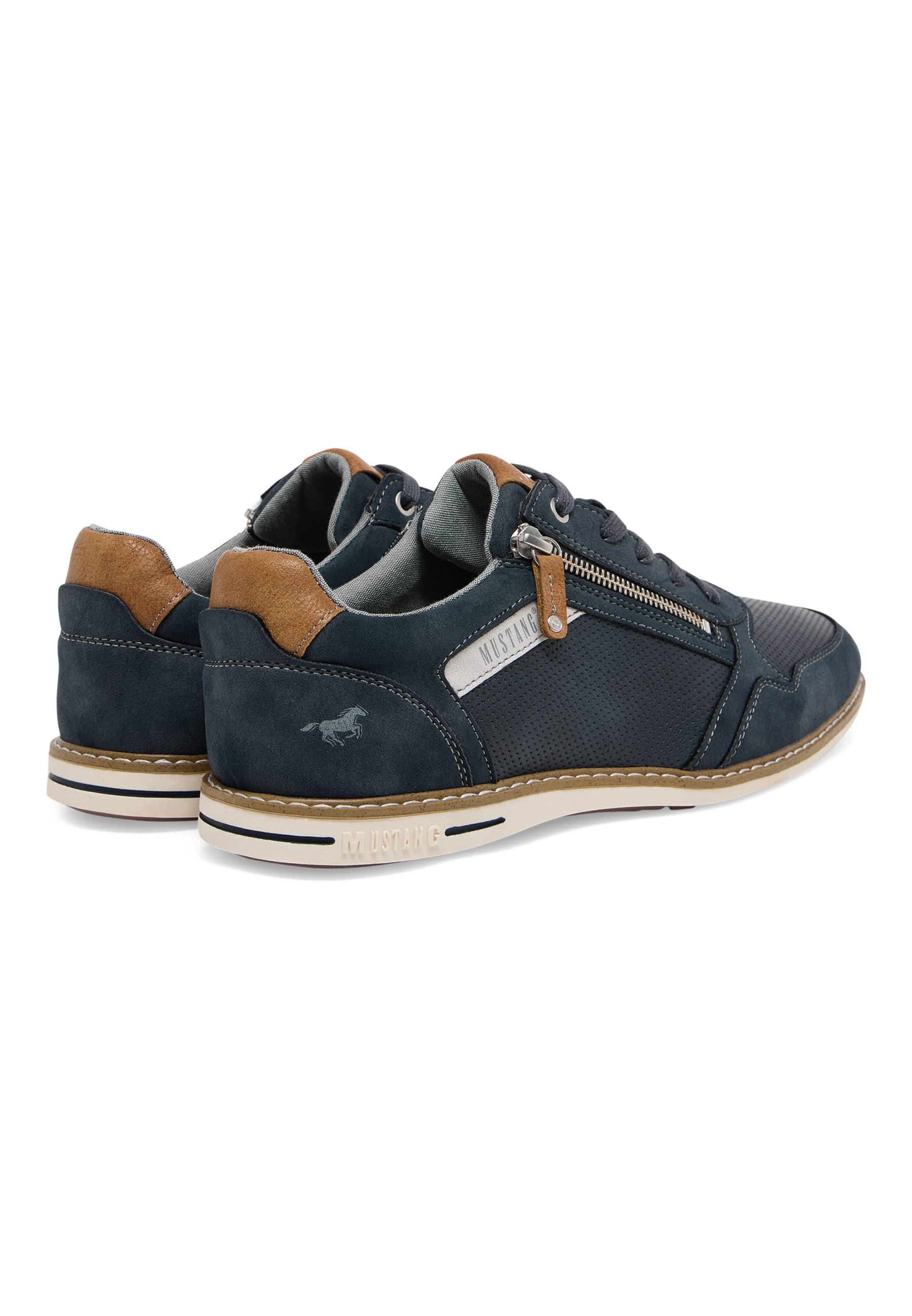 Sneaker, Dunkelblau, Nubukleder, Seitlicher Reißverschluss, Gummisohle