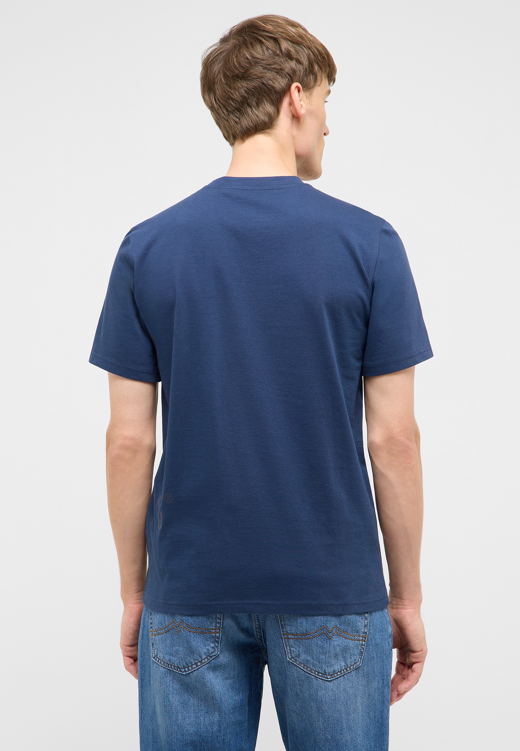 t-shirt, kurzarm, rundhals, blau, baumwolle