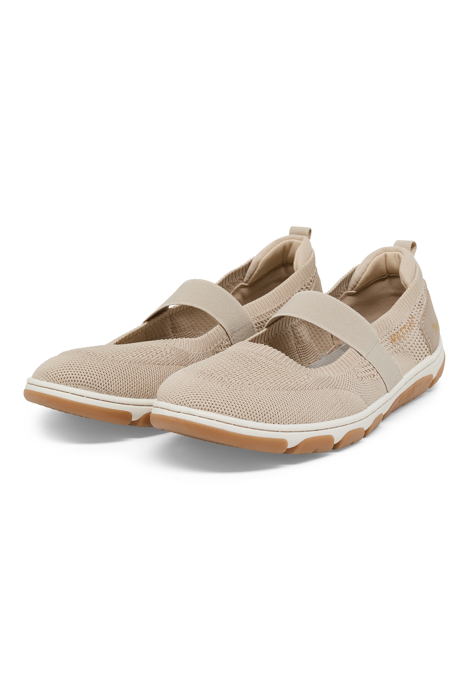 Beige Sneaker, Gewebte Oberseite, Slip-on, Klettverschluss, Gummi Sohle