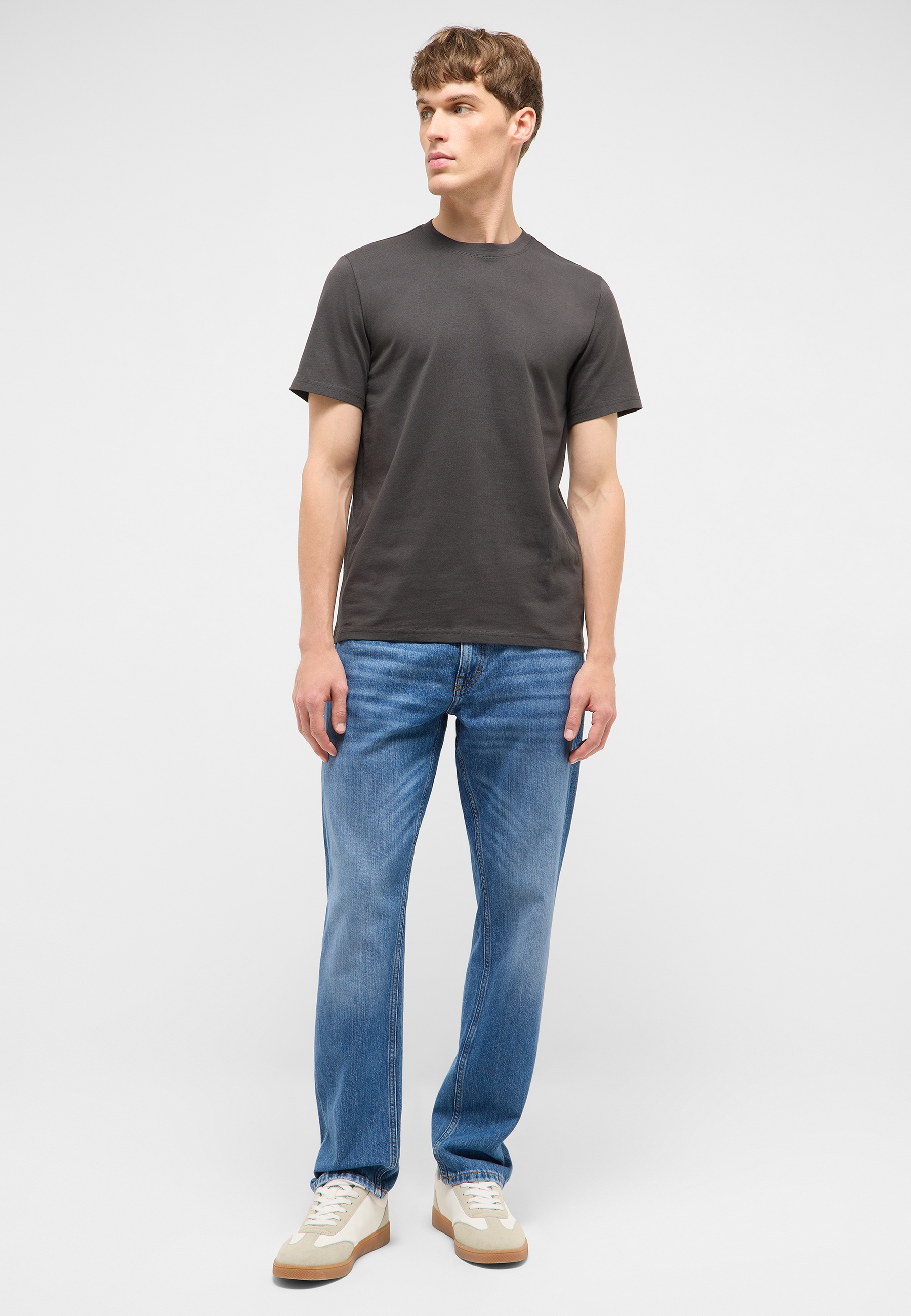 T-Shirt, Hemd, Kurzärmlig, Rundhals, Dunkelgrau