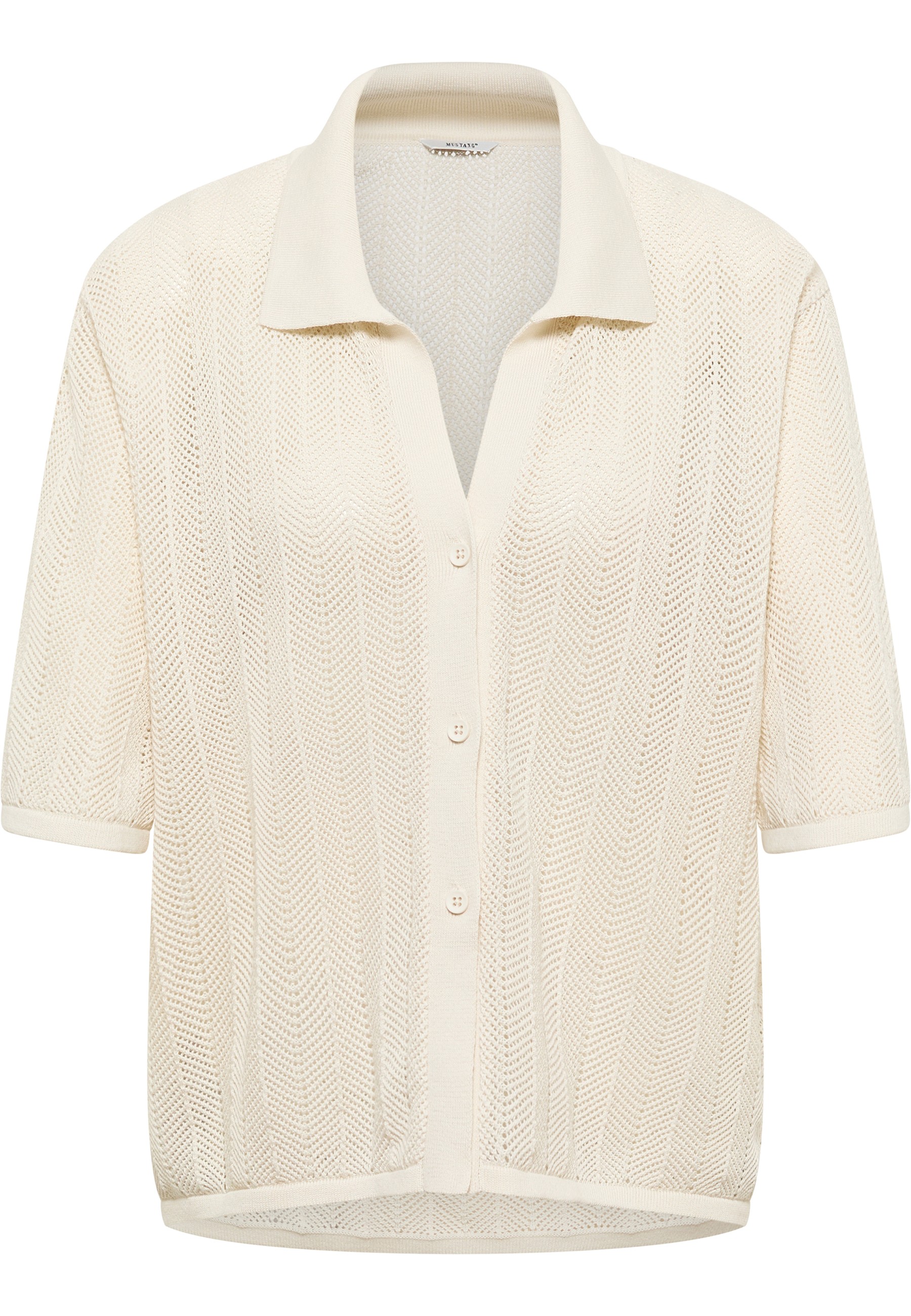 Mustang Damen Kurzarmpullover Style Alva, offwhite