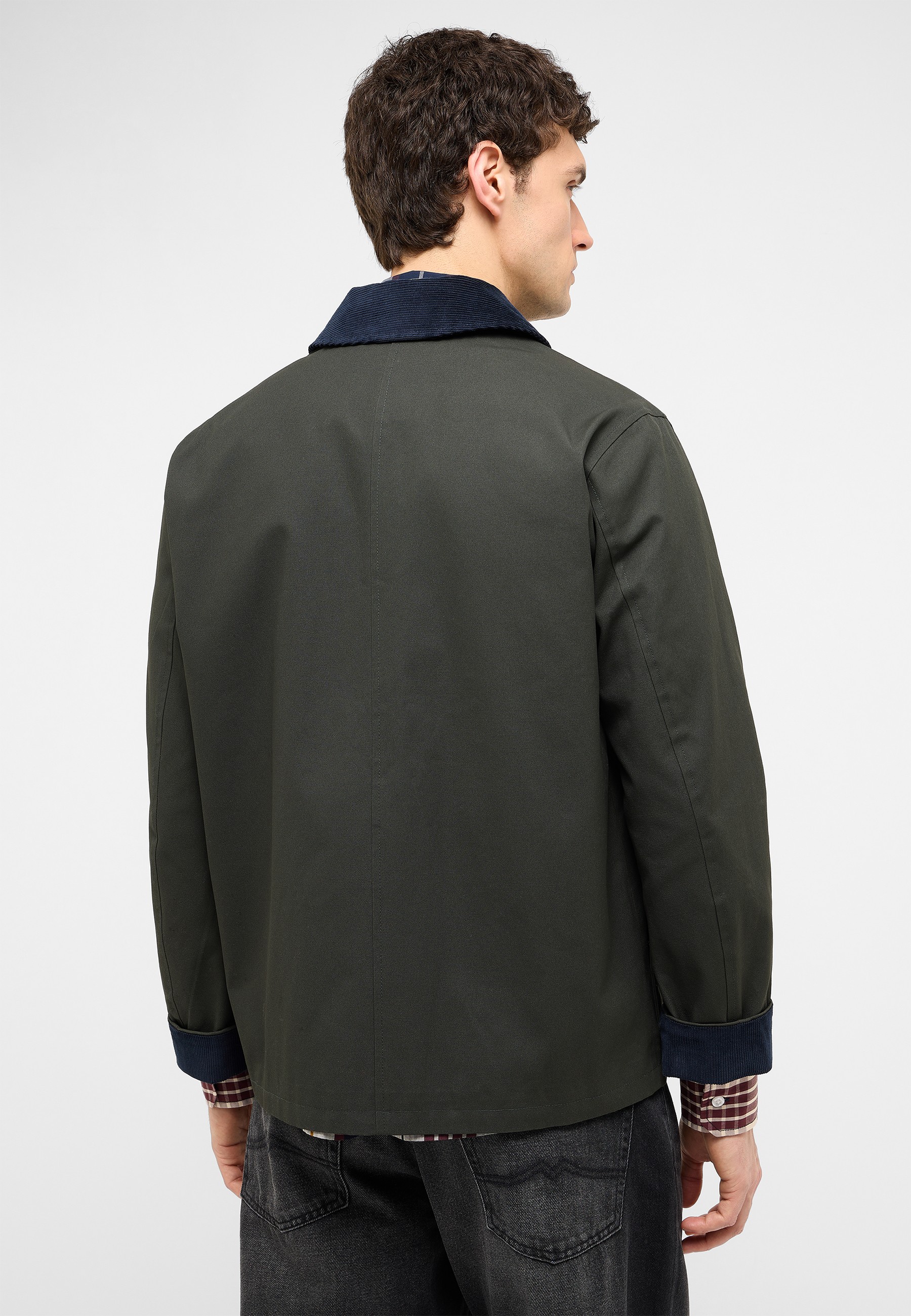 Jacket, Overshirt, Olive green, Cord'd collar, Cuffed sleeves