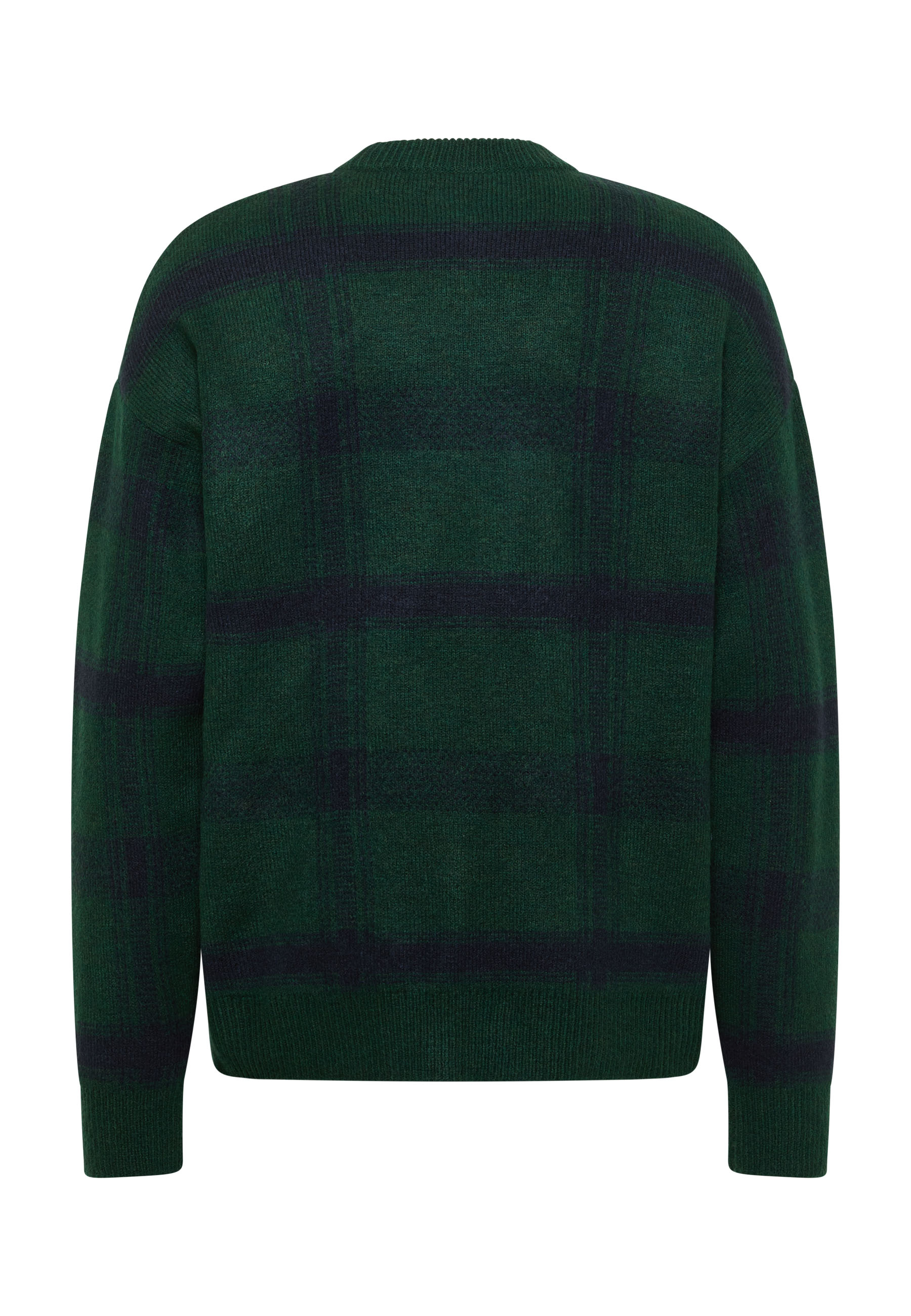 pullover, knit, plaid, green, long-sleeve