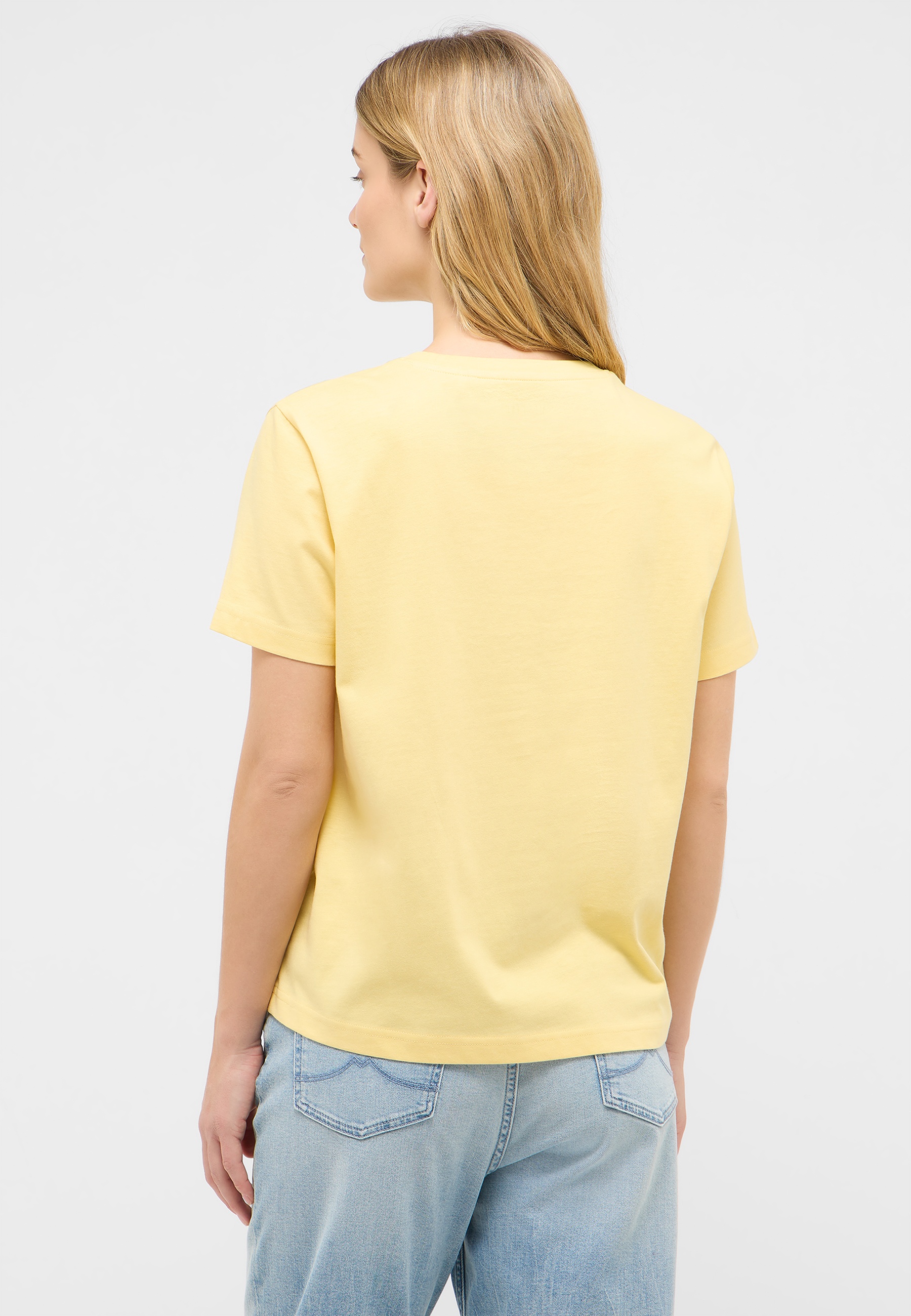 T-Shirt, Rundhalsausschnitt, Kurzarm, Pastellgelb, Baumwolle