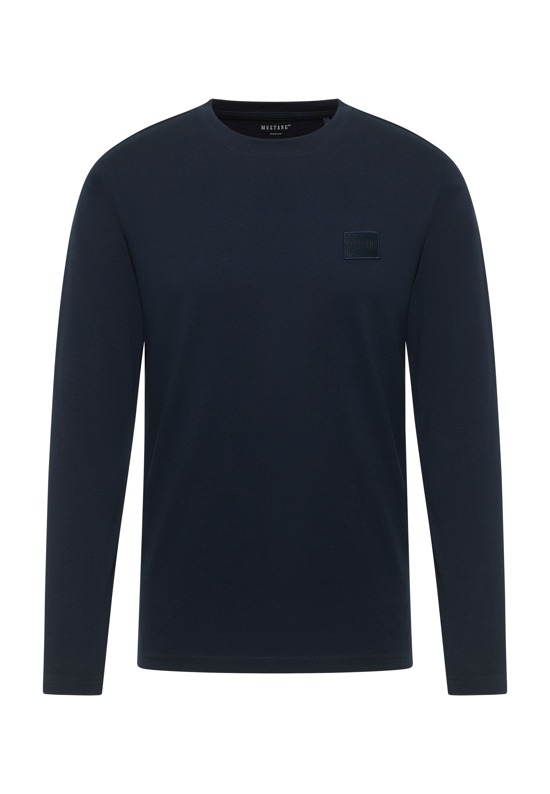 Pullover, Longsleeve, Kragenlos, Navy, Patch