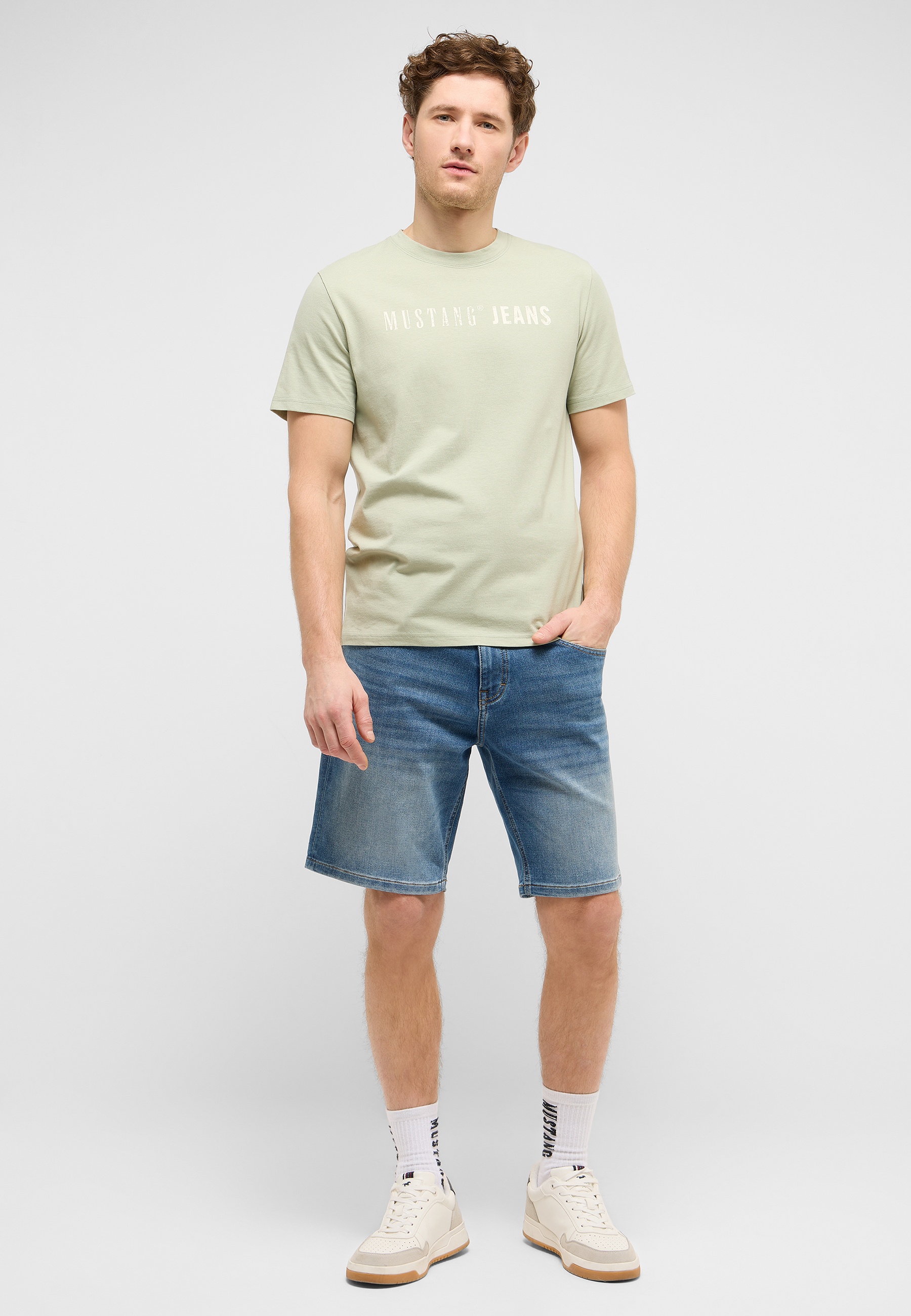 T‑shirt, Rundhals, Beige, Baumwolle, Grafiktext