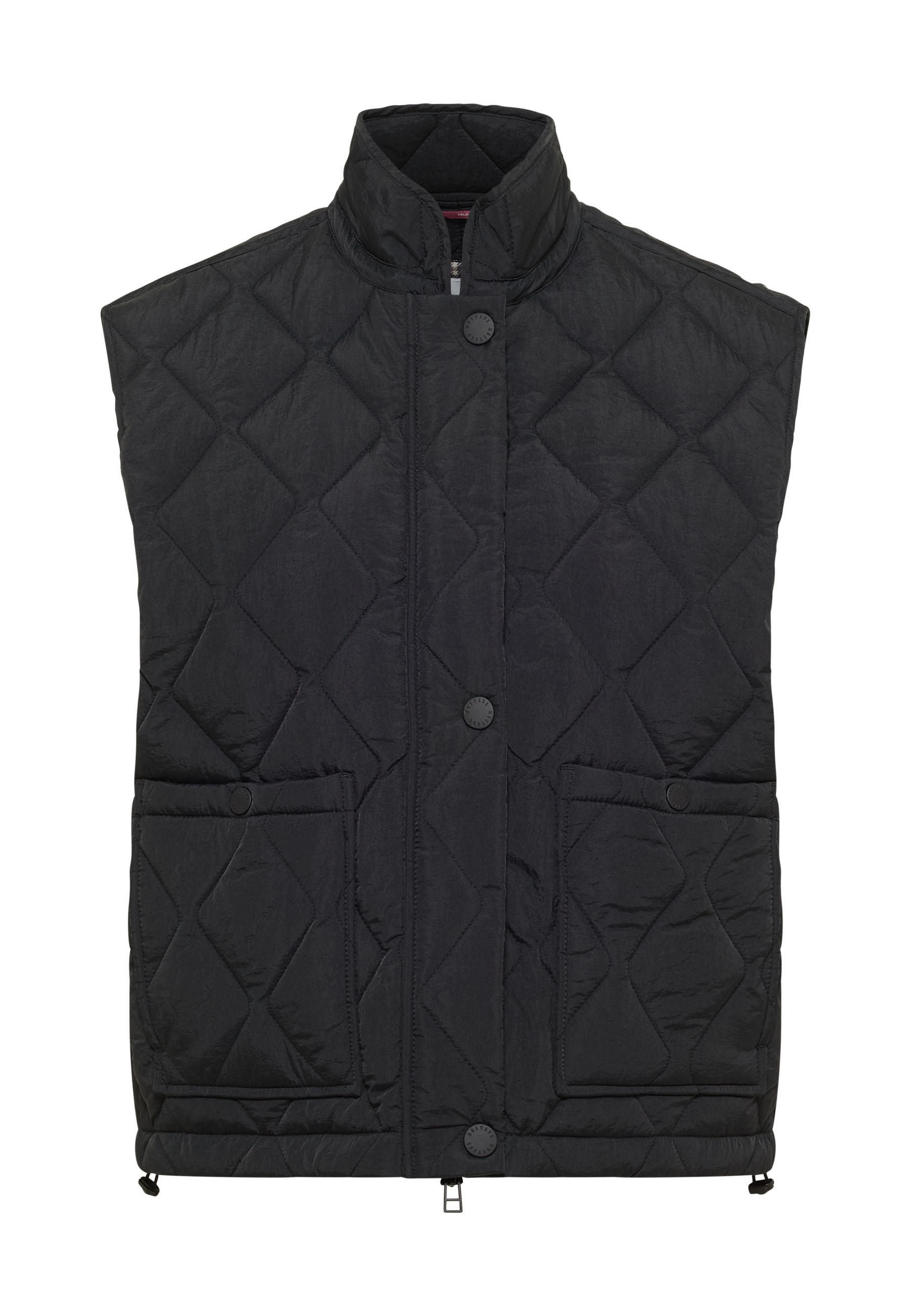 Quilted vest, Puffer, Sleeveless jacket, Stand collar, Front pockets