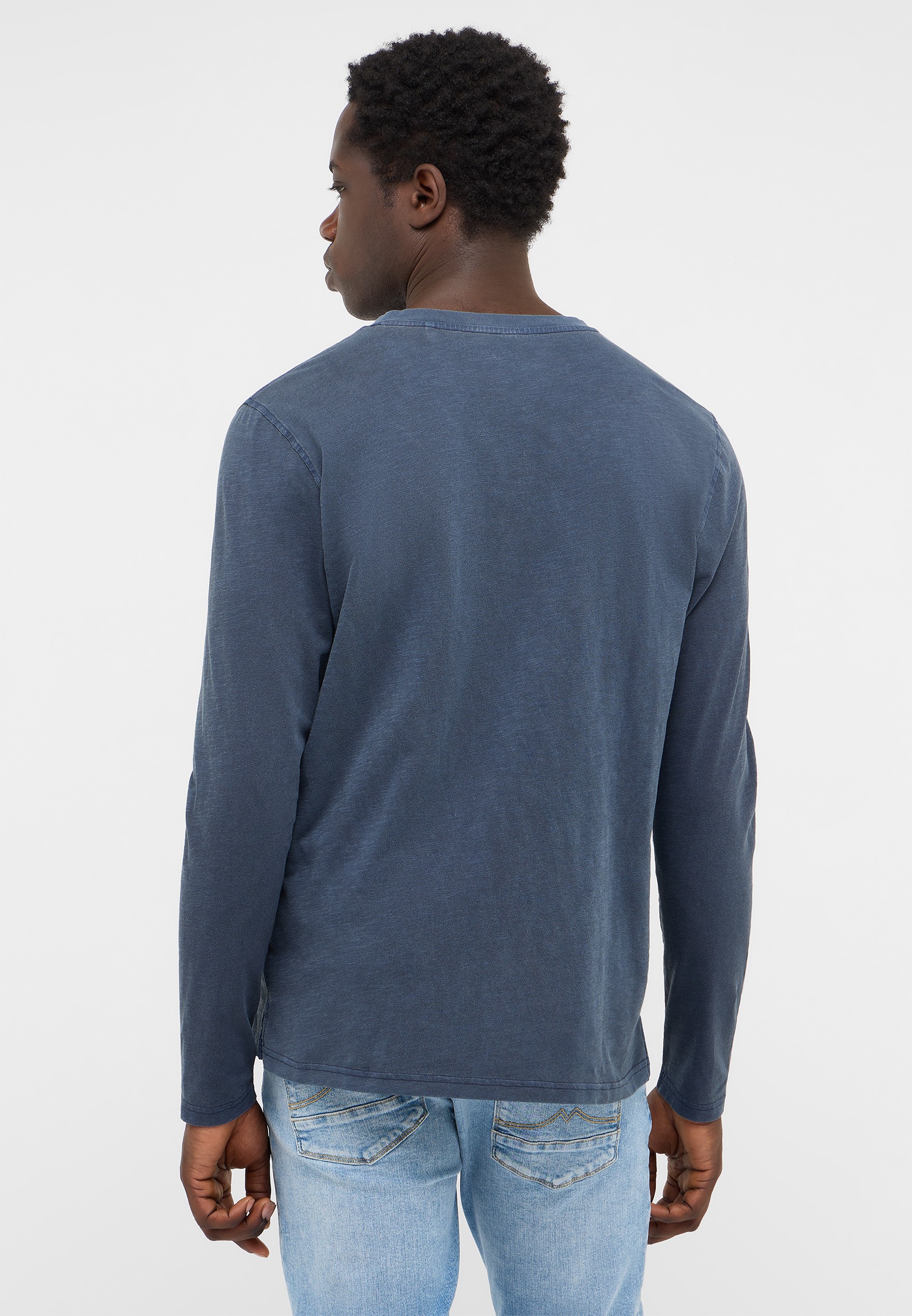 lang_de_short, blue, longsleeve, crewneck, cotton