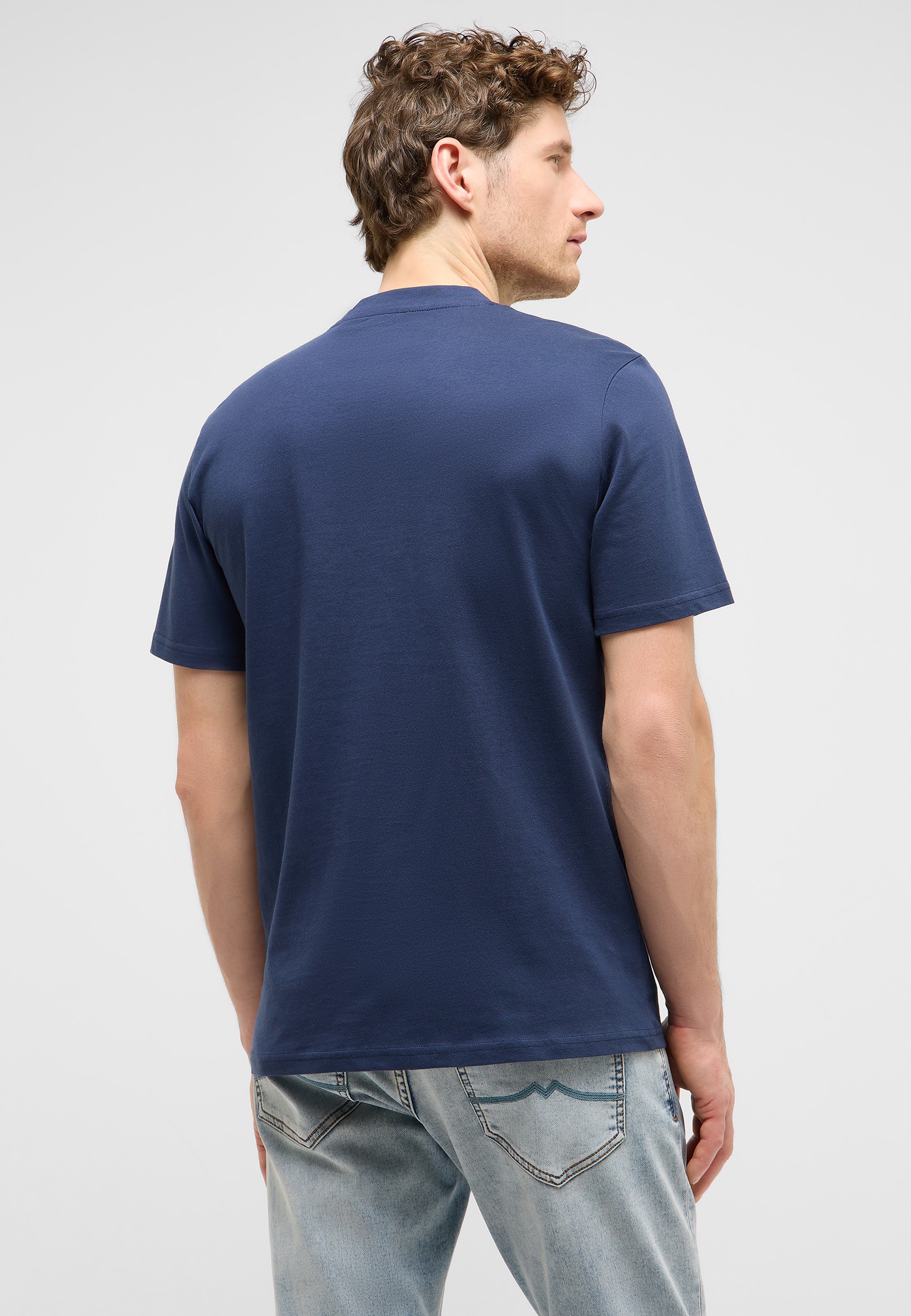 T-Shirt, Kurzarm, Uni, Baumwolle?, blau