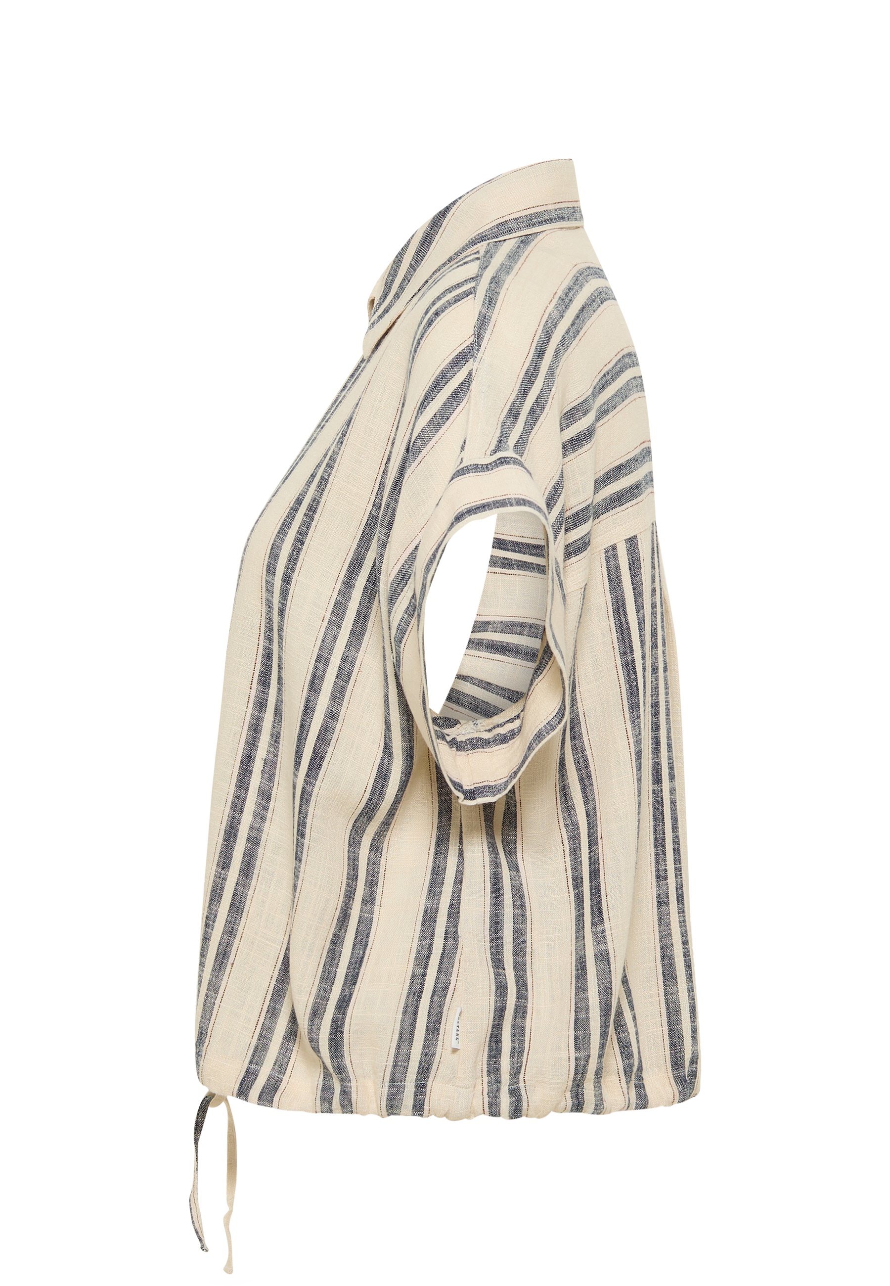 Streifenshirt, Kapuzenlose Strickjacke, Linnenoptik, Beige, Streifenmuster