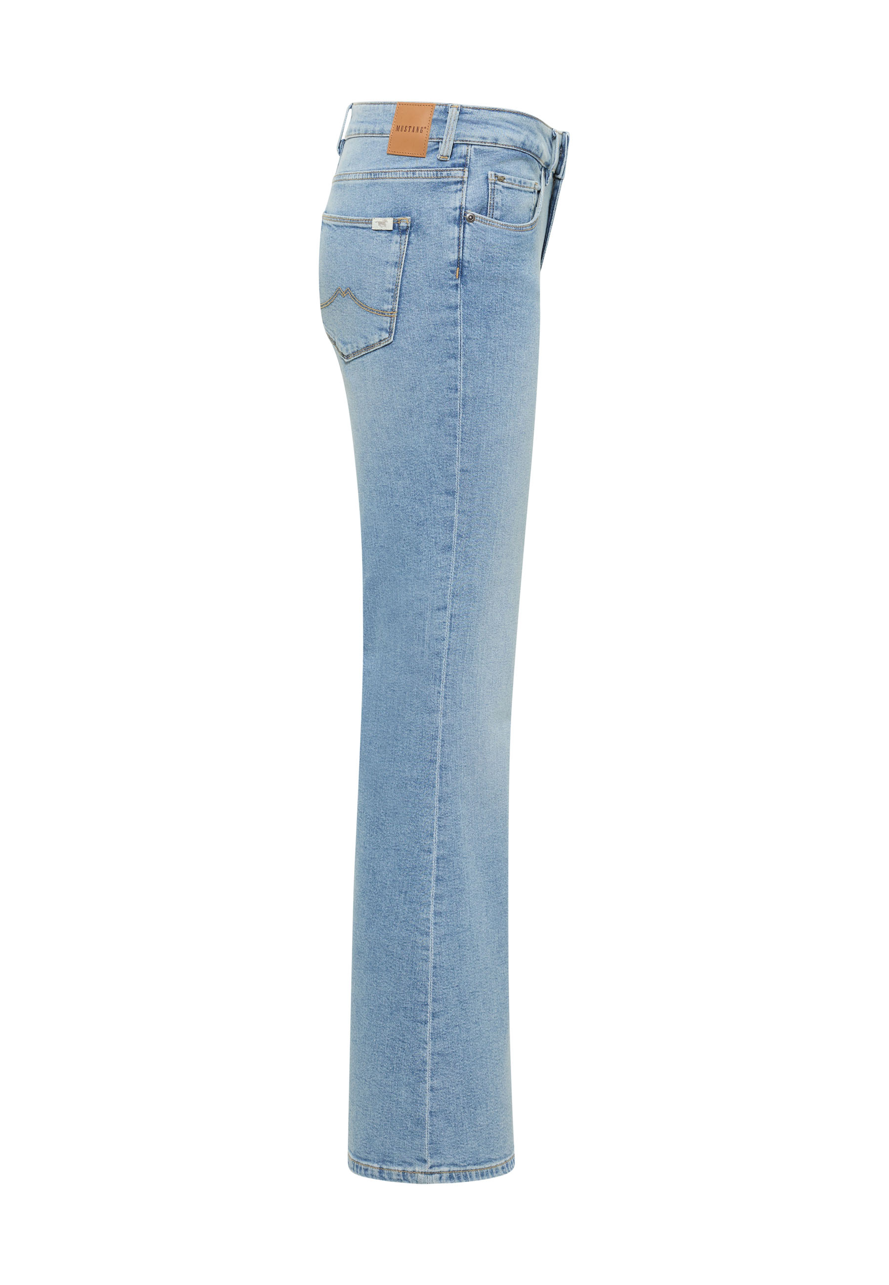 Jeans, Hellblau Denim, Straight Leg, Rückentasche Stickerei, Material Denim