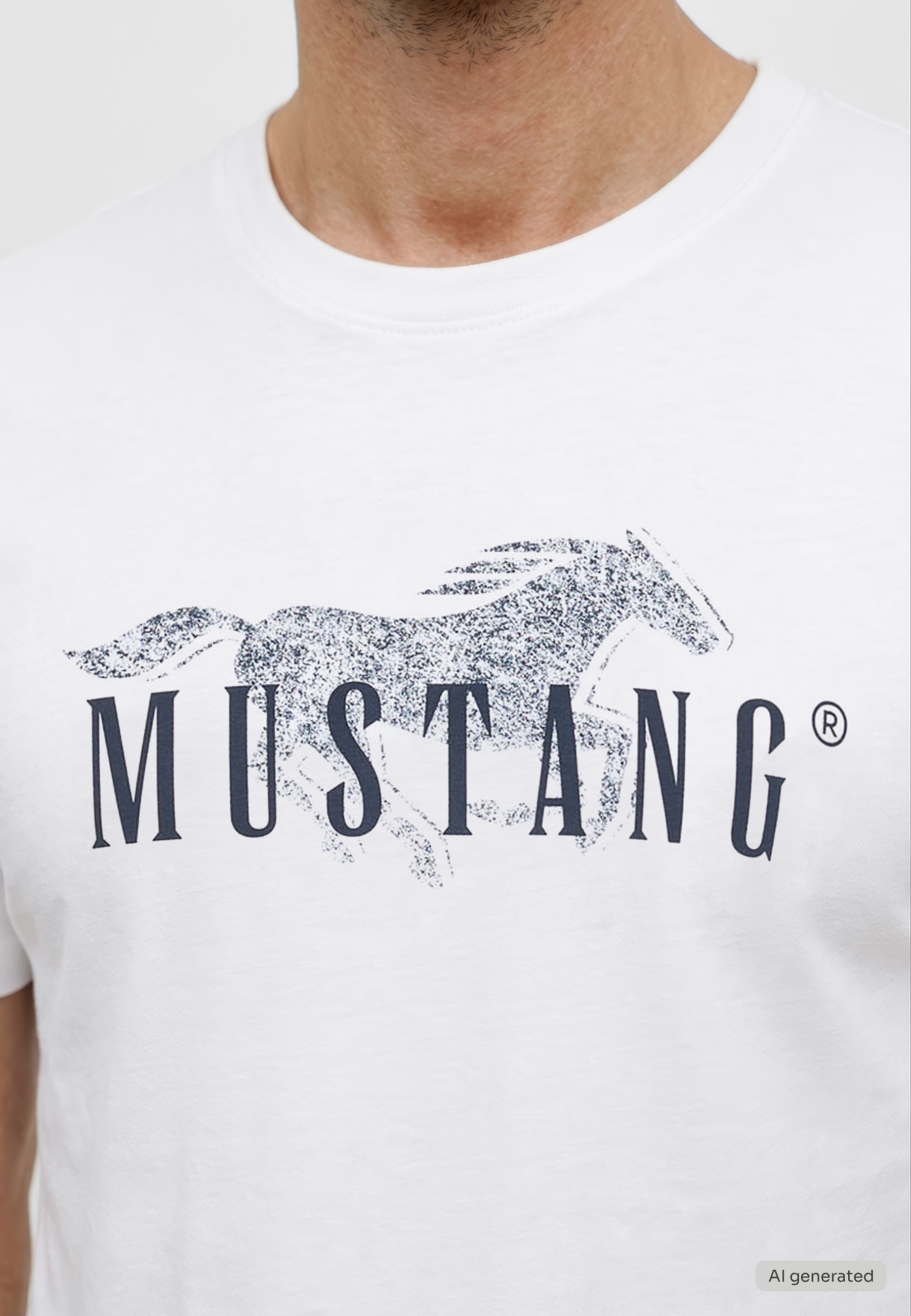 T-Shirt, Mustang, Logo, White, Graphic