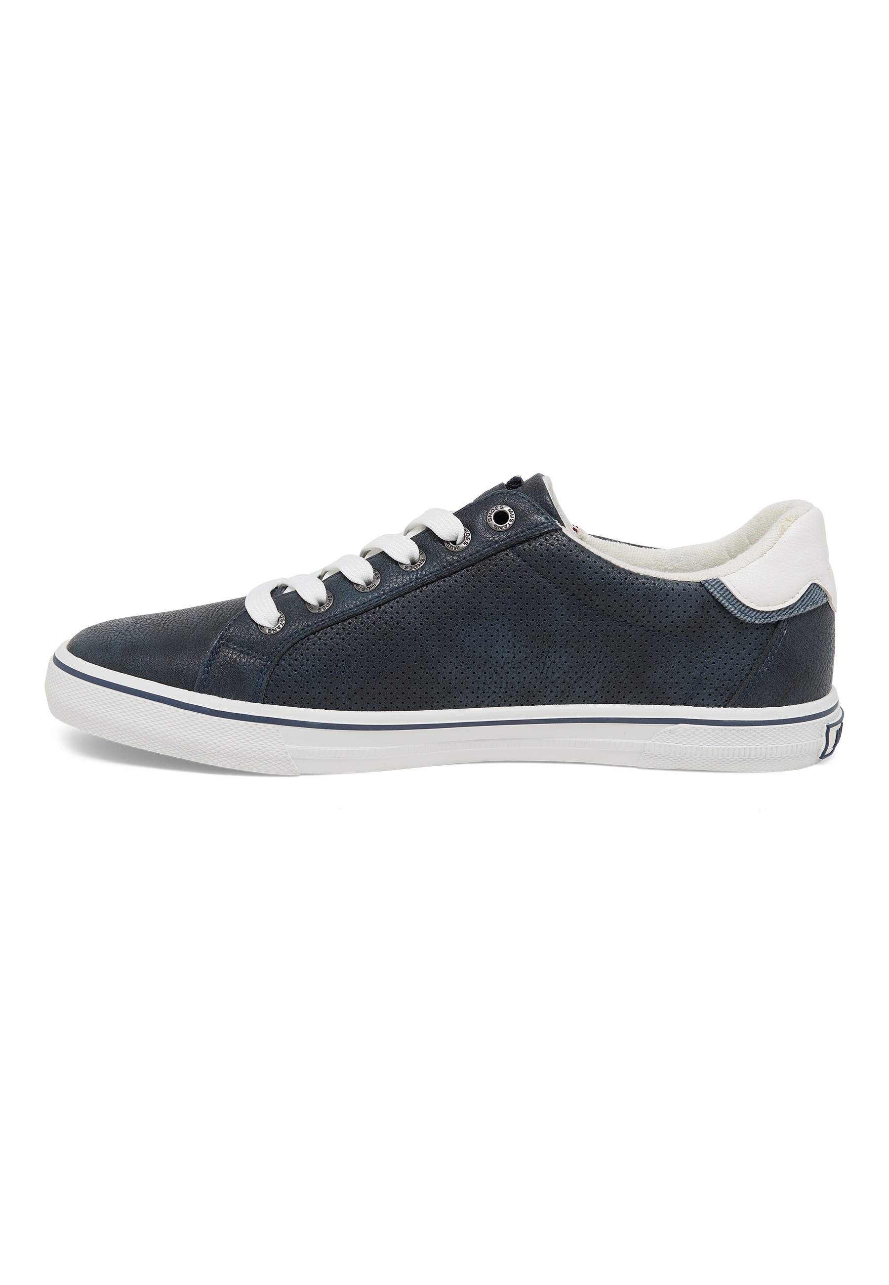 Sneaker, Niedrig-Sneaker, Marineblau, Perforiertes Leder, Weiße Sohle